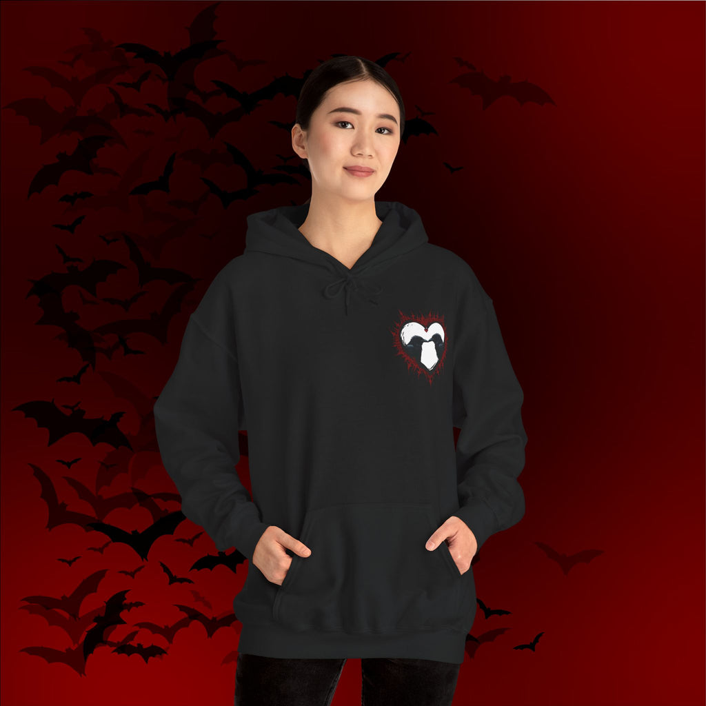 Gothic Raven Heart Hoodie — Dark Romance Valentine's Day Couples Pullover