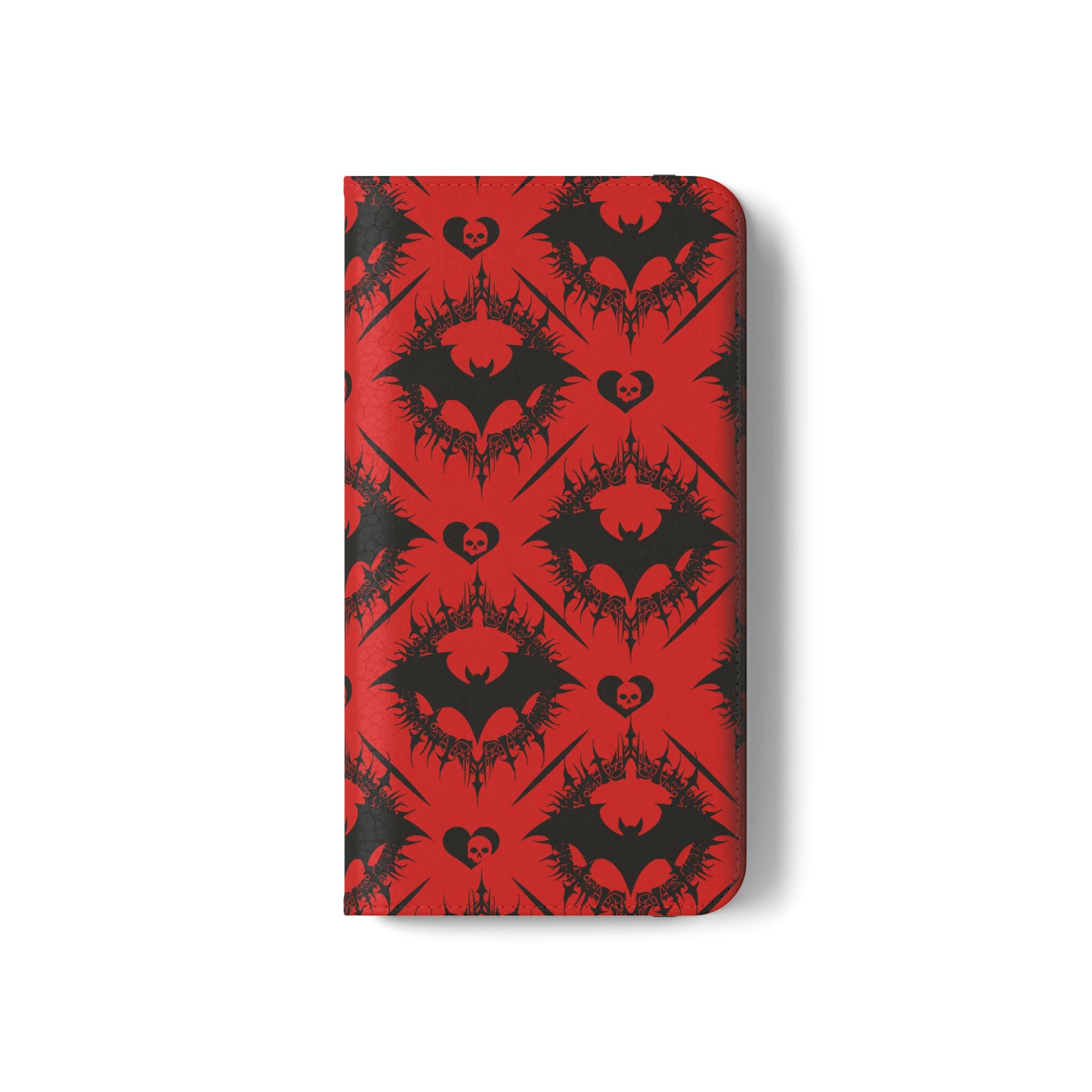 Gothic Bat Wallet Flip Case - Elegant Goth Phone Wallet - Bat Pattern Flip Case - Gothic Phone Case - Stylish Wallet Phone Case