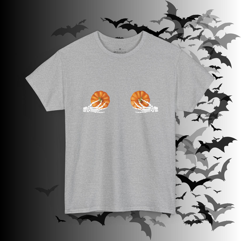 Skeleton Hands Pumpkin Halloween T-Shirt — Funny Spooky Season Tee