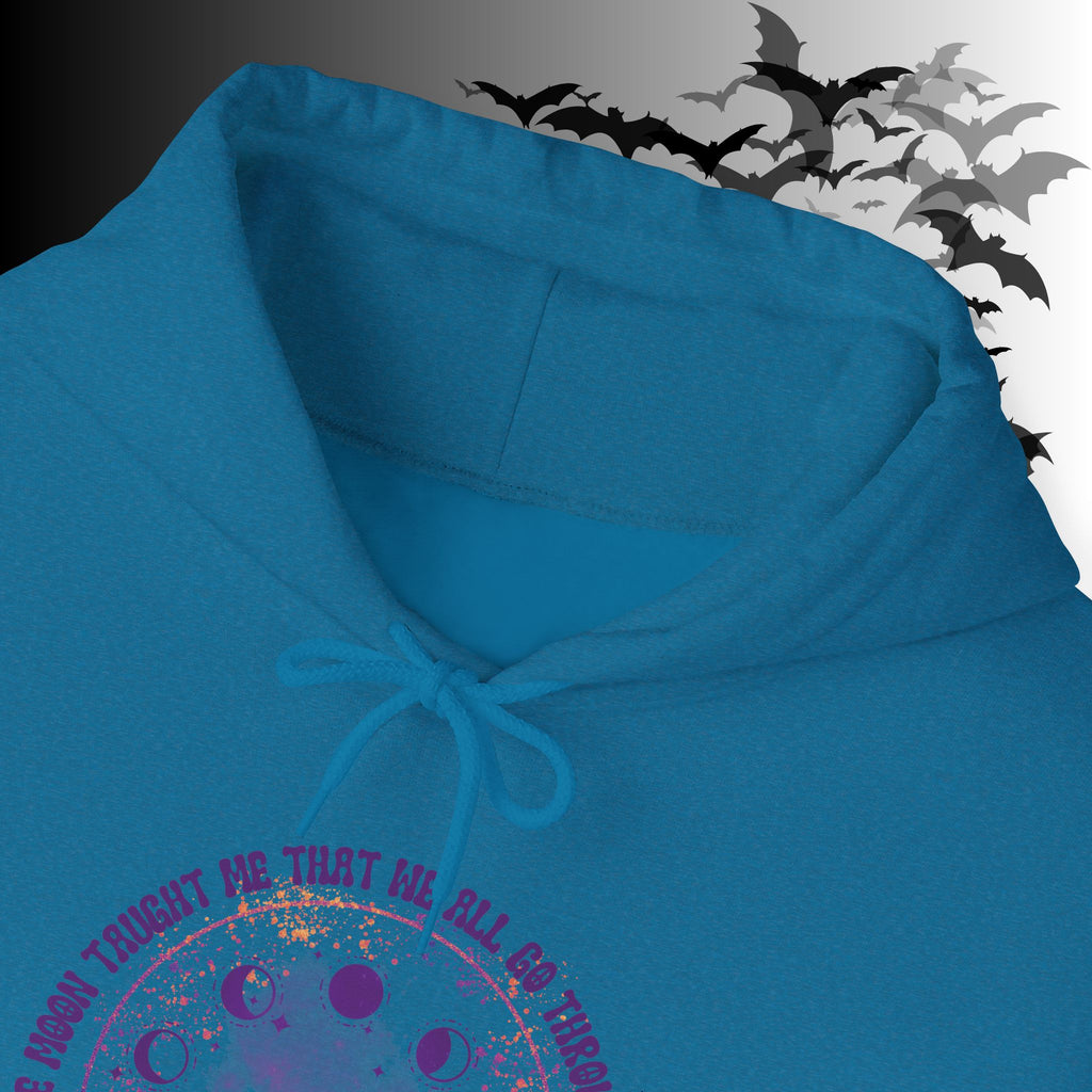 The Moon Taught Me We All Go Through Phases Hoodie — Witchy Moon Phase Pullover