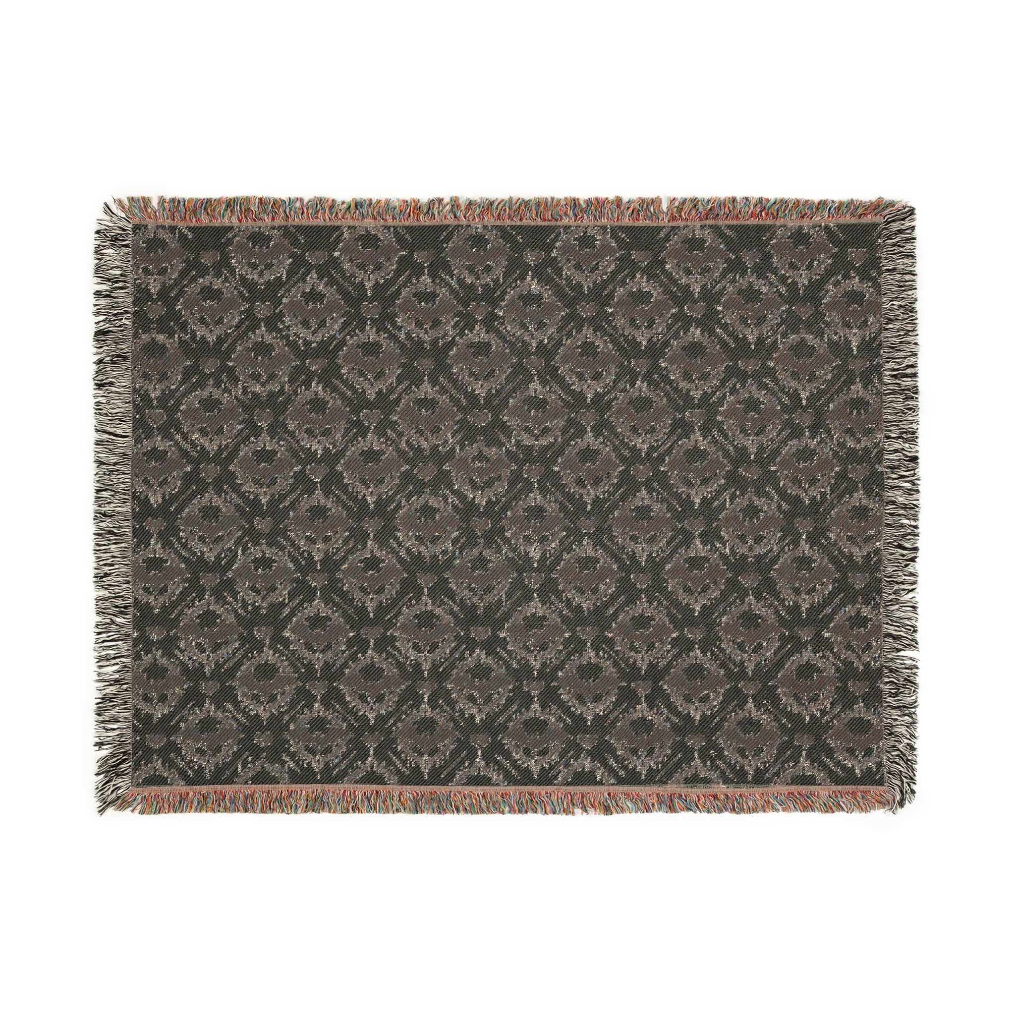 Gothic Bat Pattern Woven Cotton Throw Blanket — Fringe Bat Home Decor