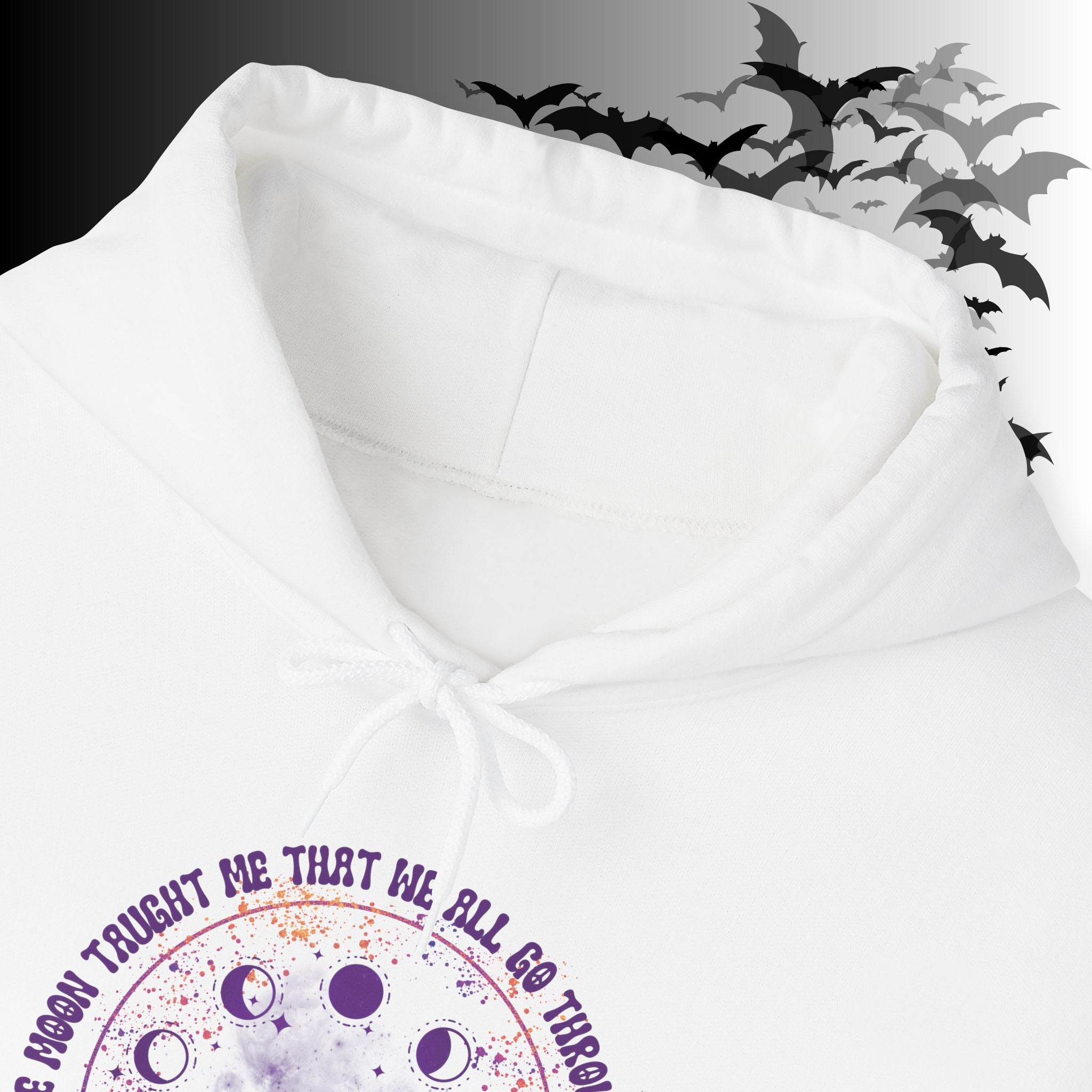 The Moon Taught Me We All Go Through Phases Hoodie — Witchy Moon Phase Pullover