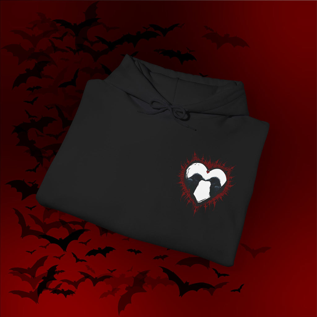 Gothic Raven Heart Hoodie — Dark Romance Valentine's Day Couples Pullover