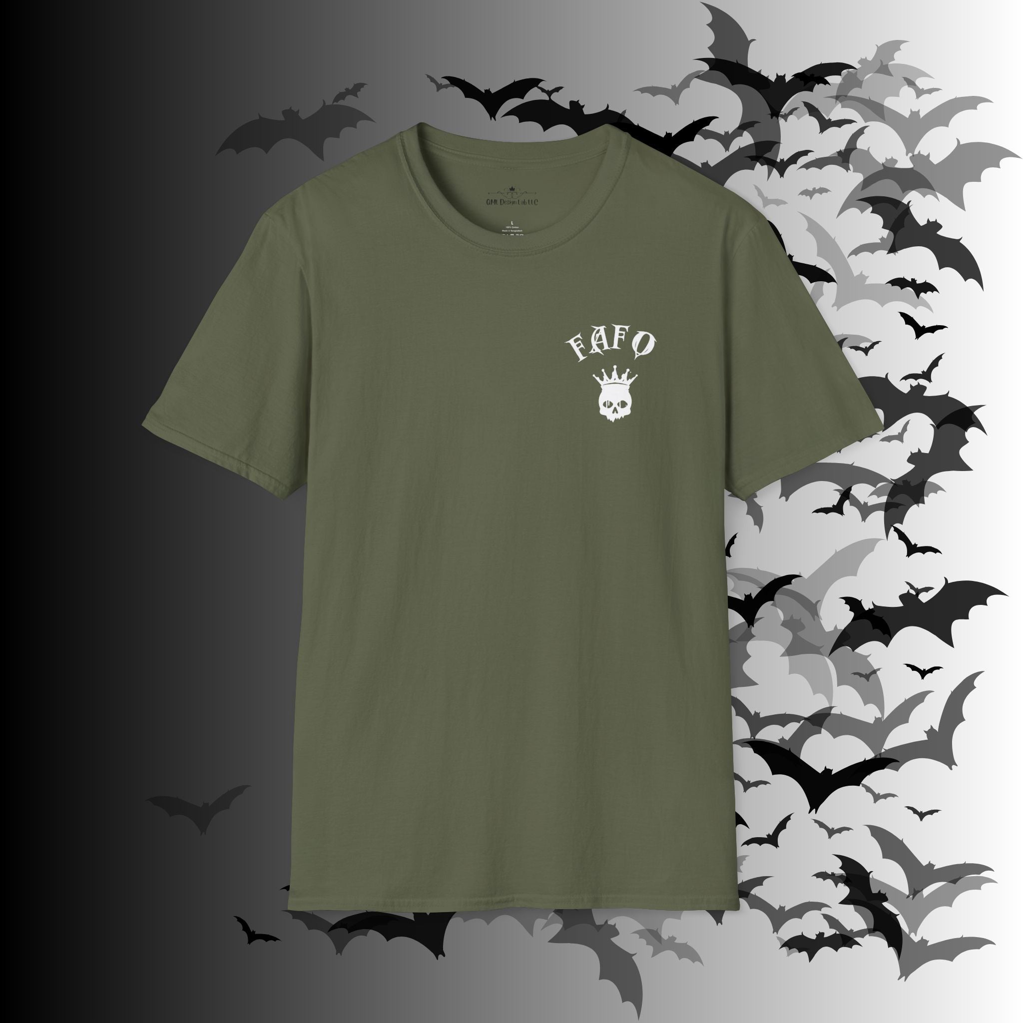 "FAFO" I Identify As A Threat T-Shirt — White Print Front & Back Gothic Tee