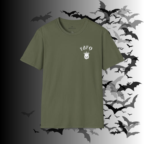 "FAFO" I Identify As A Threat T-Shirt — White Print Front & Back Gothic Tee
