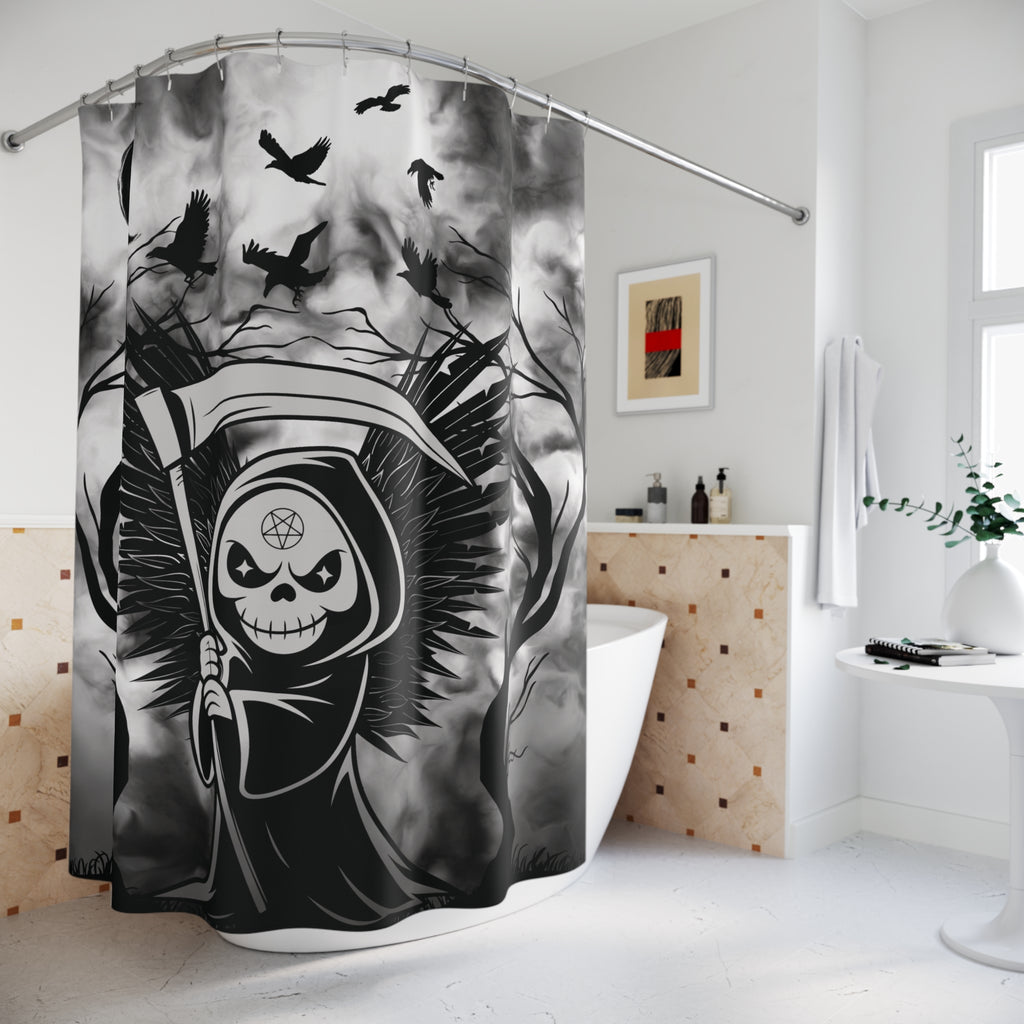 Gothic Grim Reaper Shower Curtain — Dark Macabre Bathroom Decor
