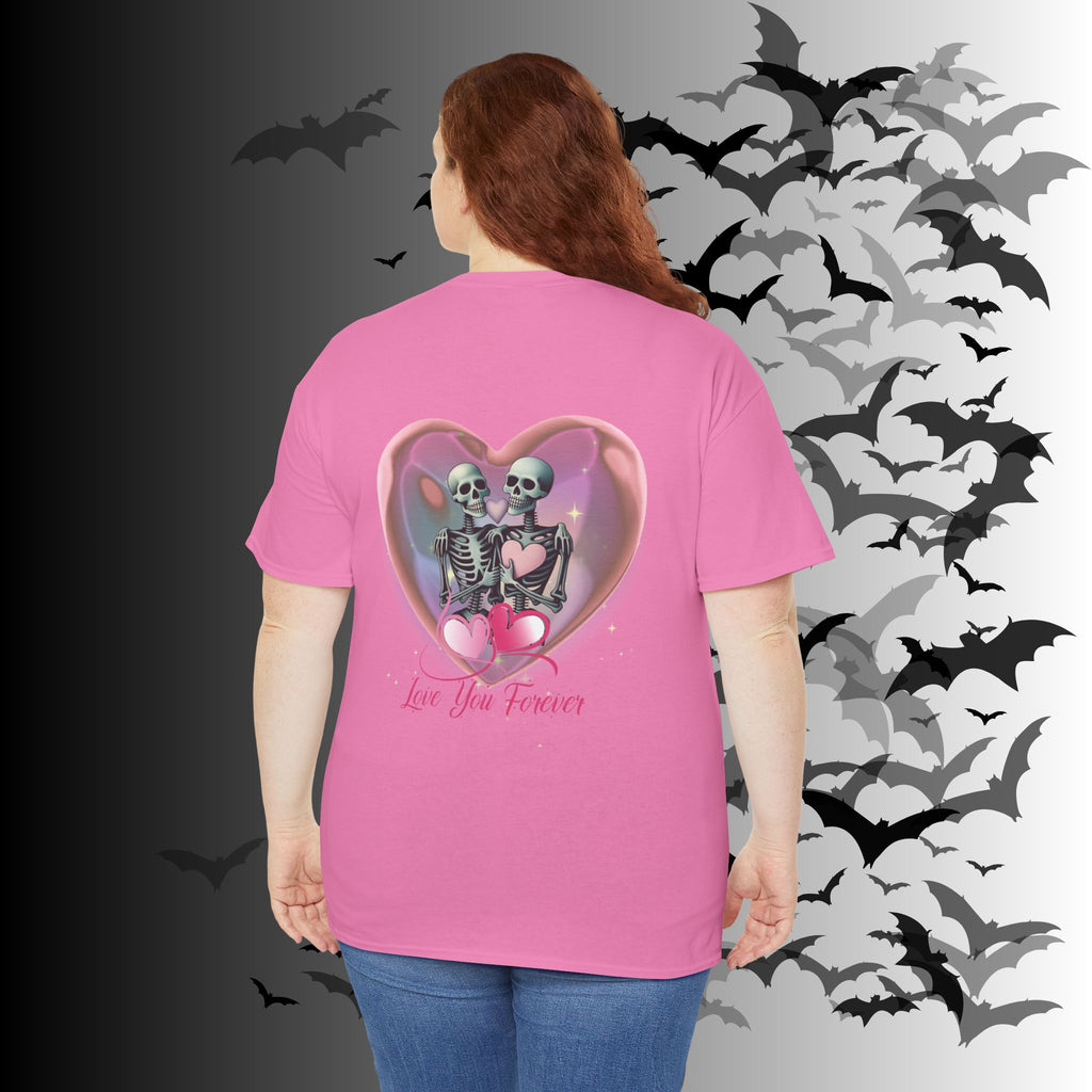"Love You Forever" Gothic Skeleton Couples T-Shirt — Goth Valentine's Day Matching Tee