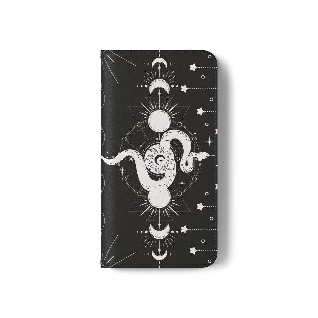 Gothic Style Celestial Snake Moon Phases Wallet Flip PhoneCase - Celestial Style Phone Case for iPhone and Samsung - Moon Phases Wallet Case