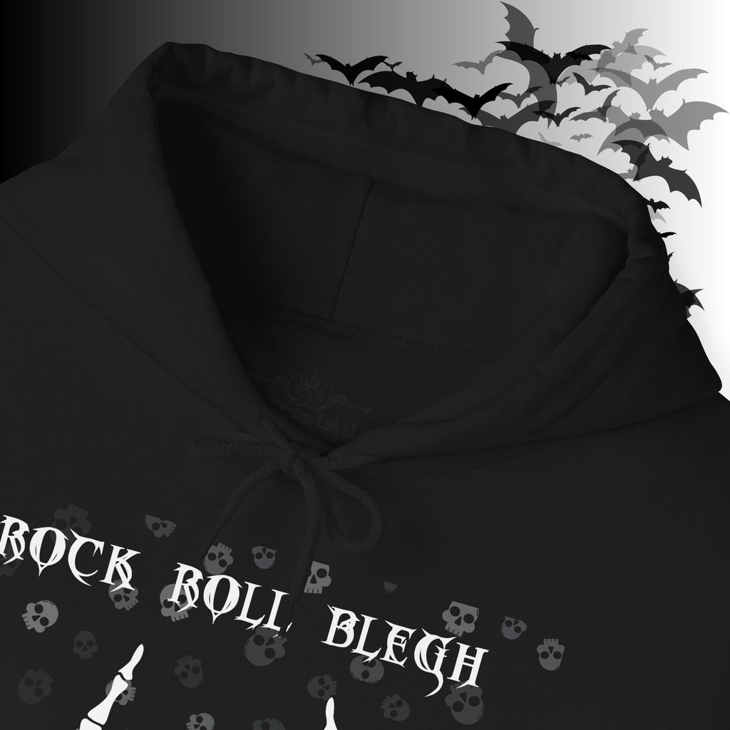 Rock Roll Blegh Hoodie — Skeleton Hands Gothic Music Pullover