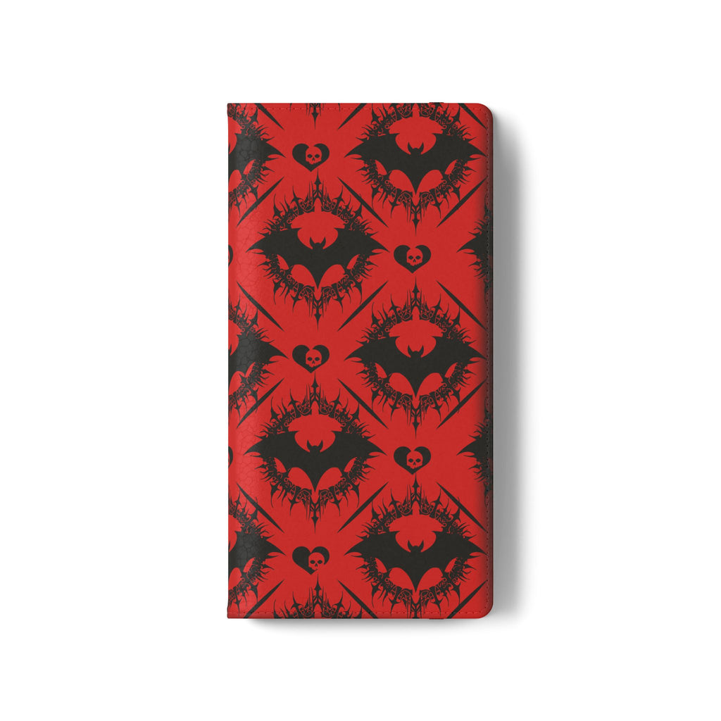 Gothic Bat Wallet Flip Case - Elegant Goth Phone Wallet - Bat Pattern Flip Case - Gothic Phone Case - Stylish Wallet Phone Case