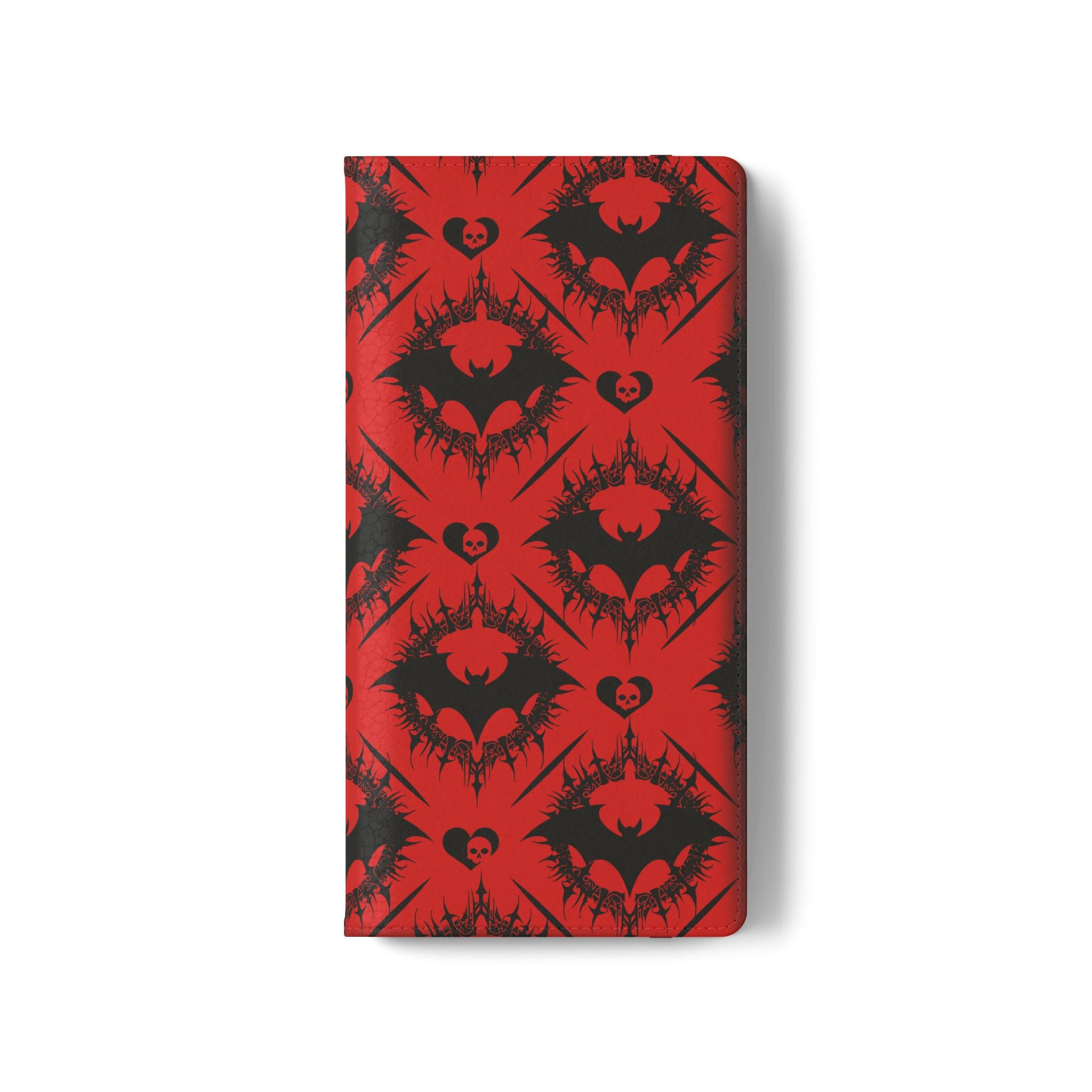 Gothic Bat Wallet Flip Case - Elegant Goth Phone Wallet - Bat Pattern Flip Case - Gothic Phone Case - Stylish Wallet Phone Case
