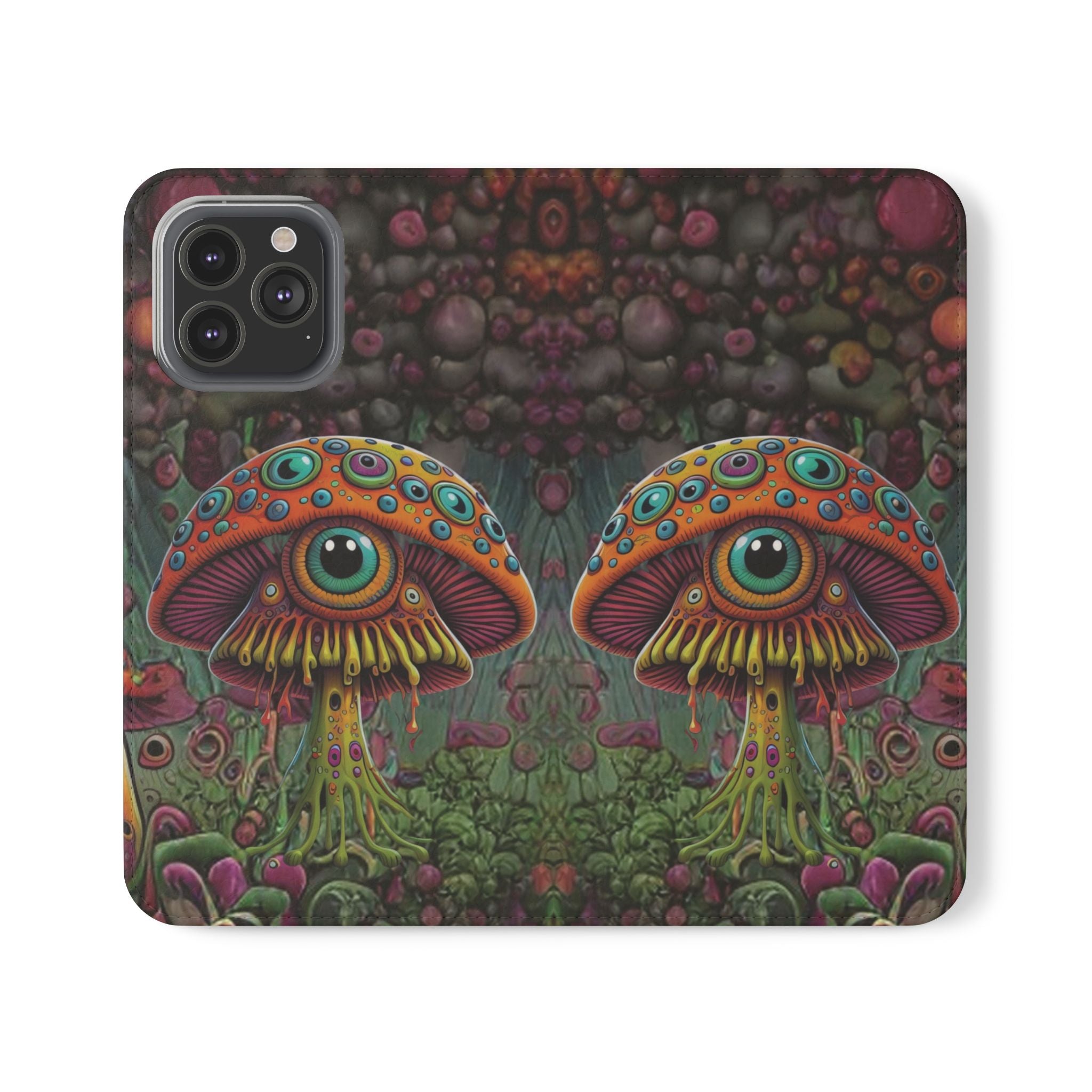 Trippy Mushroom Cottagecore Flip Wallet Phone Case - Mushroom Wallet Case for Samsung iPhone - Psychedelic Wallet Phone Cases