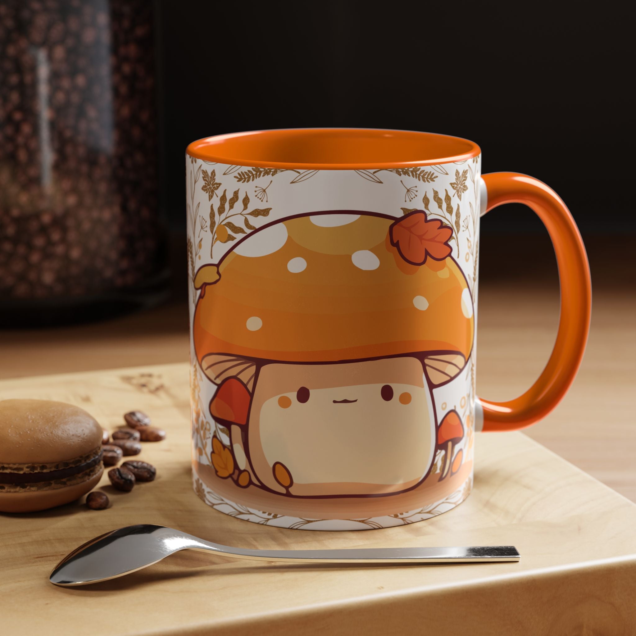 Autumn Mushroom Cute Coffee Mug — Fall Kawaii Accent Mug (11/15oz)
