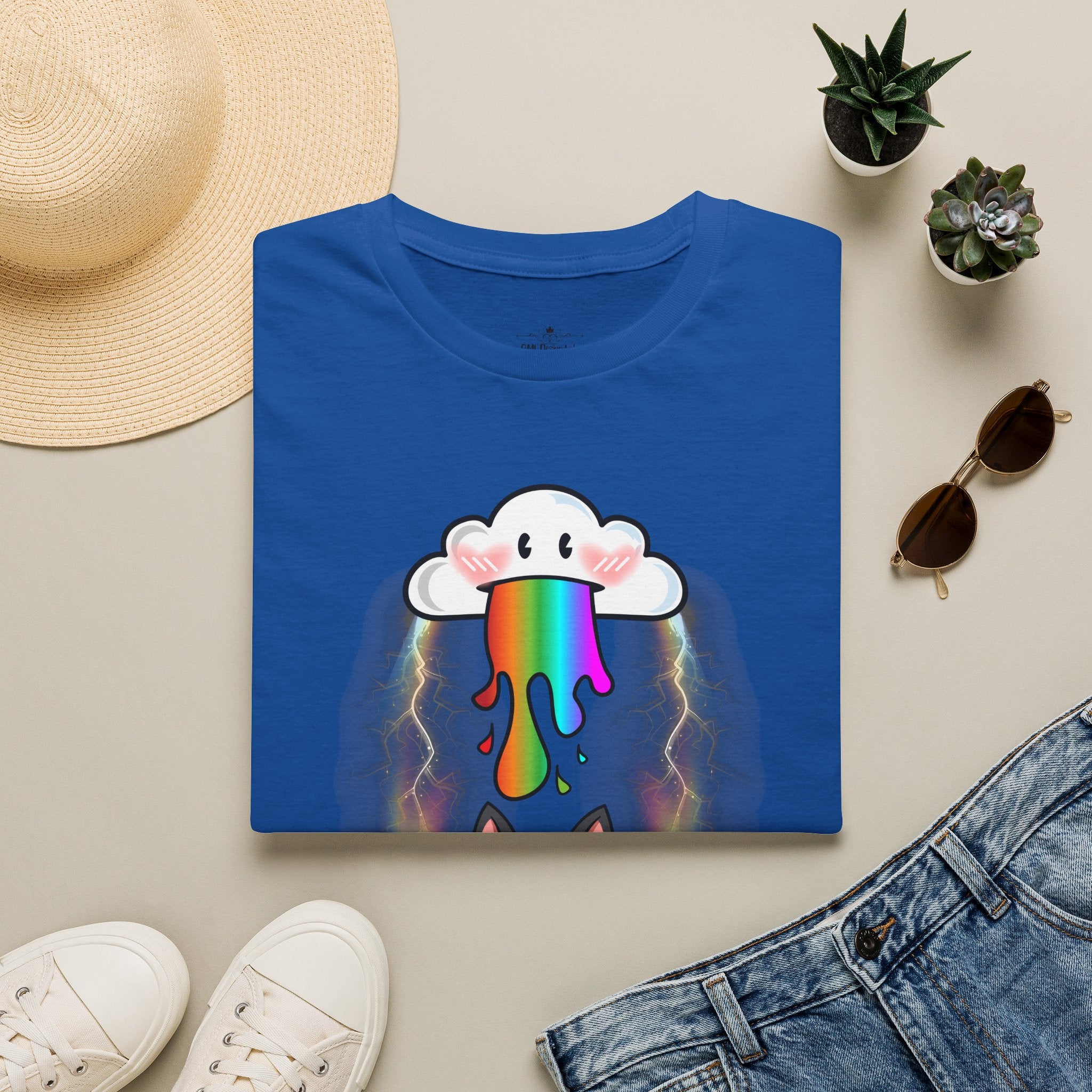Rainbow Vomit Cloud Bat T-Shirt — Kawaii Goth Pride Unisex Tee