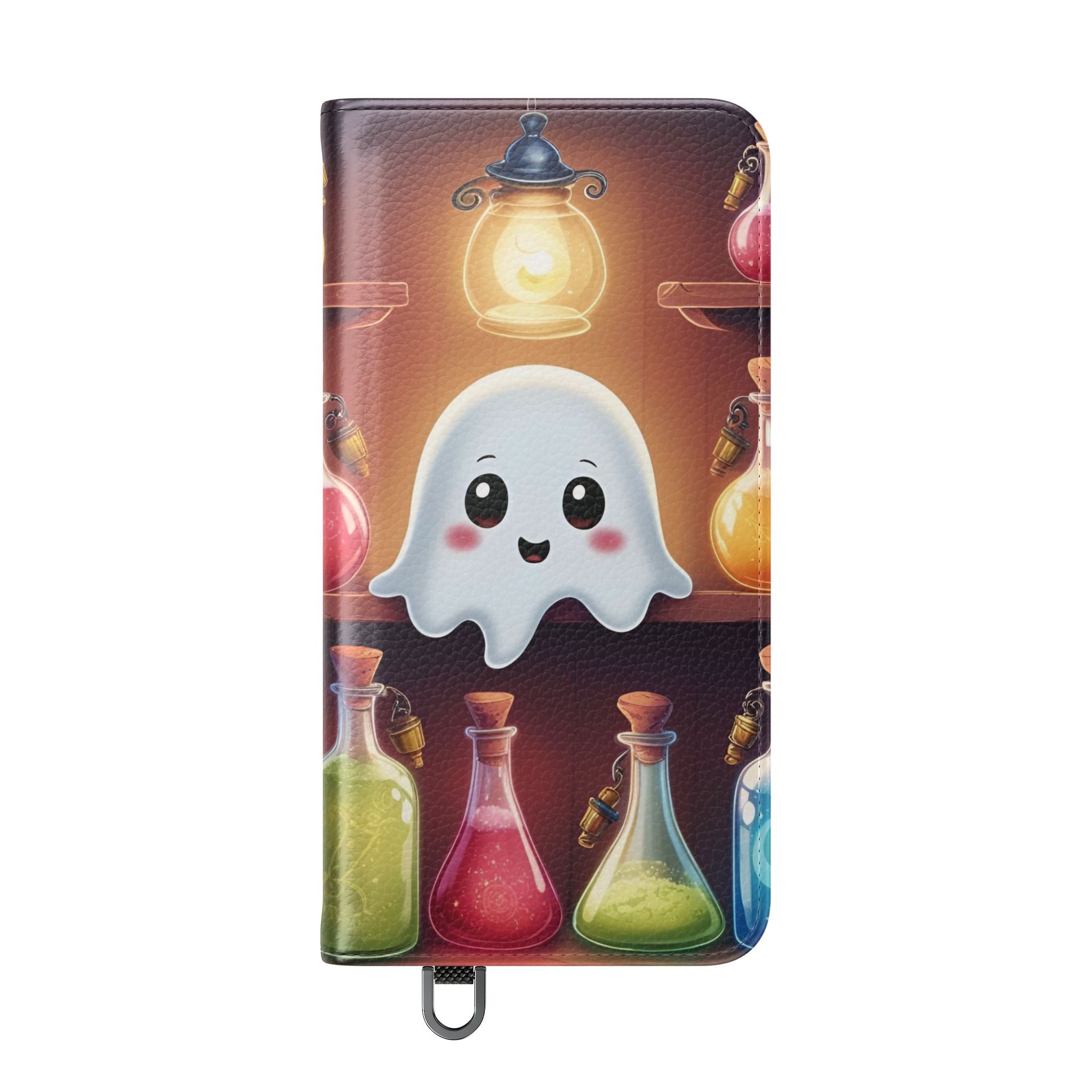 Apothecary Ghost Flip Wallet Case - Spooky Halloween Phone Case - Gothic Ghost Smartphone Case -  Ghost on a Shelf Wallet Case