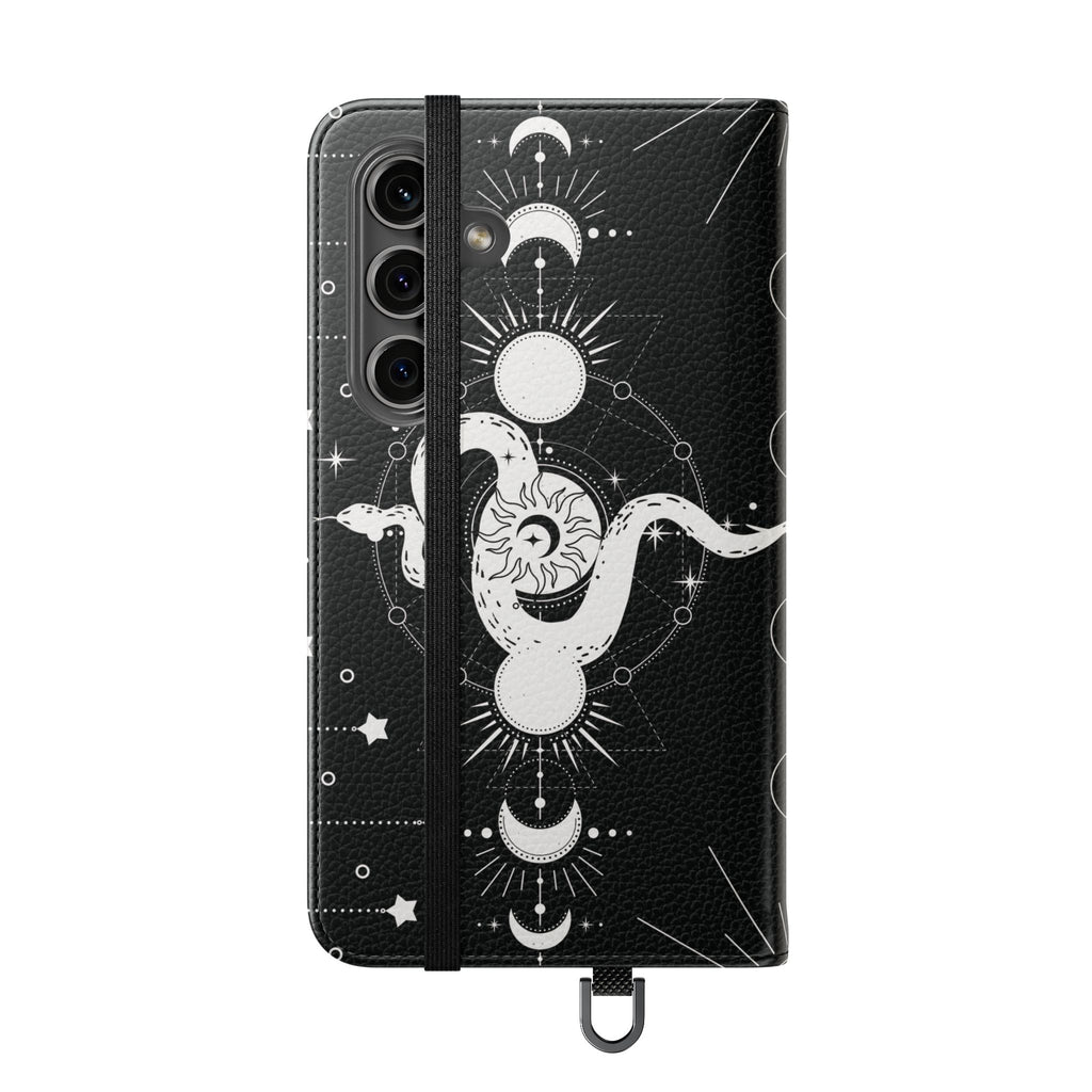 Gothic Style Celestial Snake Moon Phases Wallet Flip PhoneCase - Celestial Style Phone Case for iPhone and Samsung - Moon Phases Wallet Case