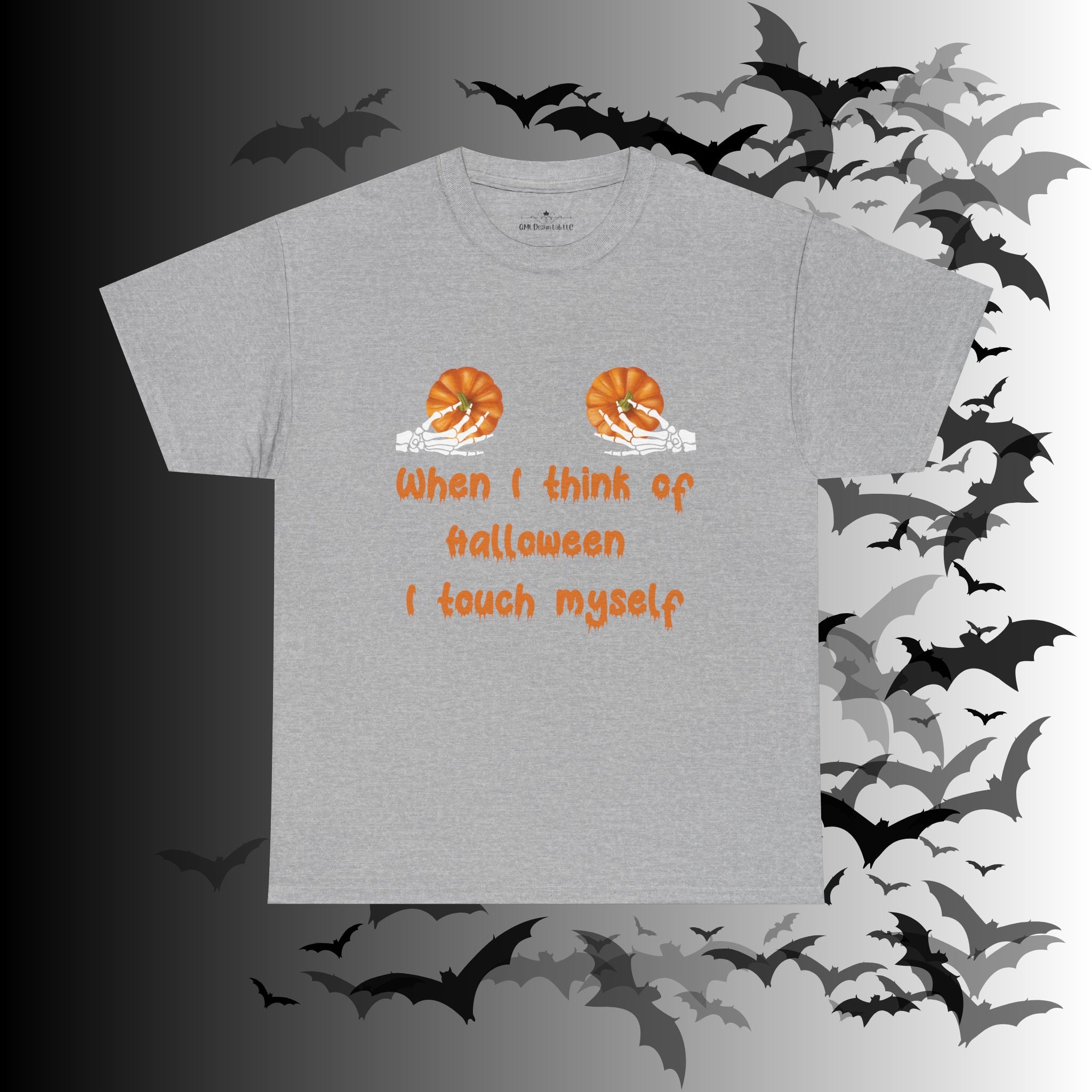 "When I Think of Halloween I Touch Myself" Pumpkin T-Shirt — Funny Halloween Tee