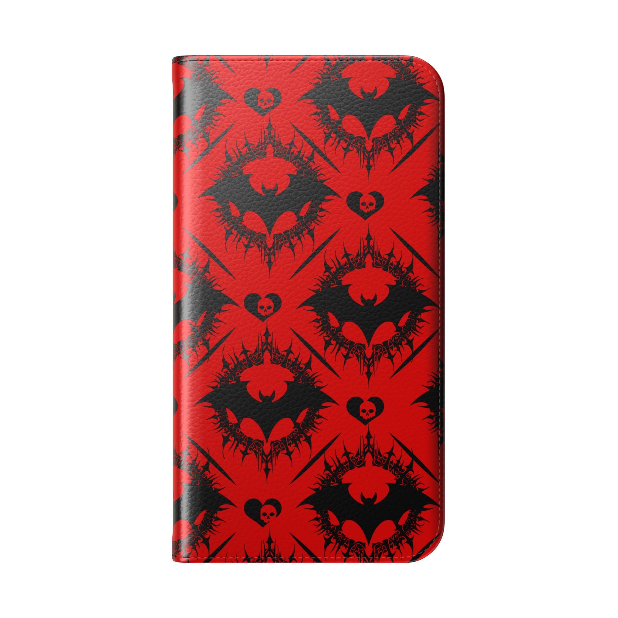 Gothic Bat Wallet Flip Case - Elegant Goth Phone Wallet - Bat Pattern Flip Case - Gothic Phone Case - Stylish Wallet Phone Case