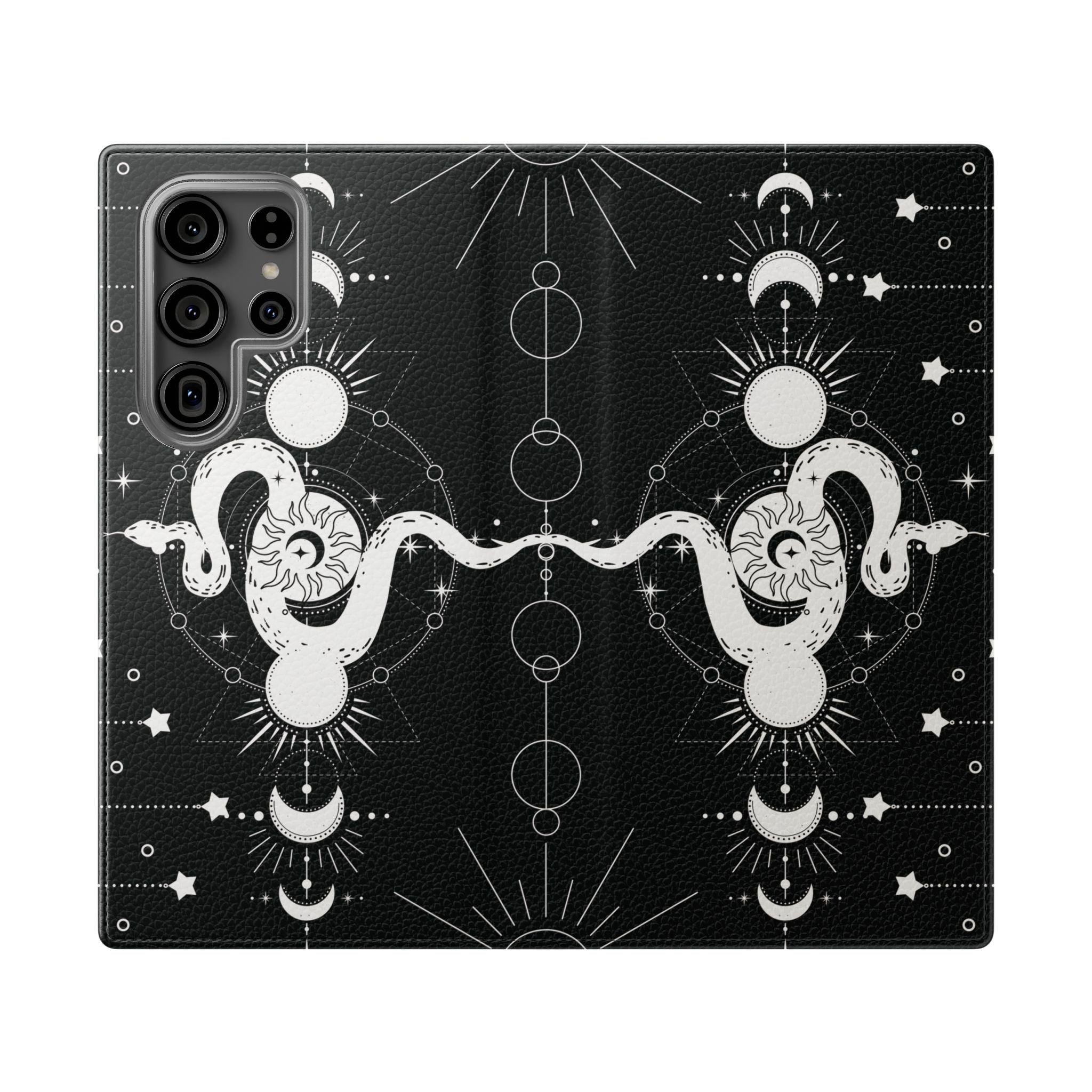 Gothic Style Celestial Snake Moon Phases Wallet Flip PhoneCase - Celestial Style Phone Case for iPhone and Samsung - Moon Phases Wallet Case