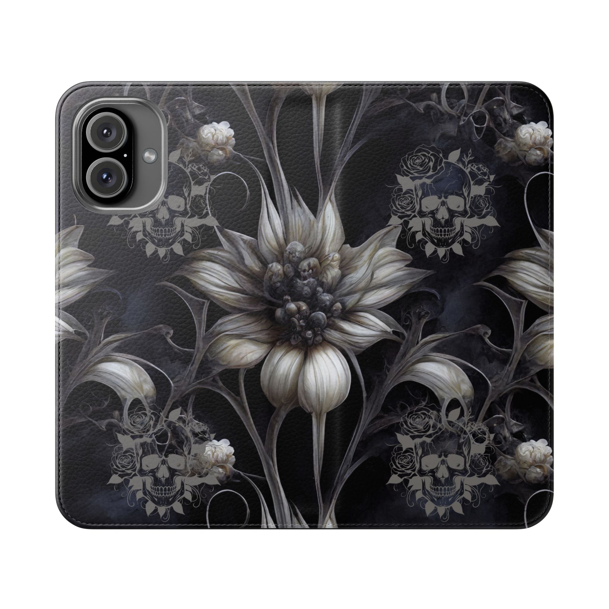 Goth Botanical Flip Wallet Case for iPhone and Samsung Galaxy Phones