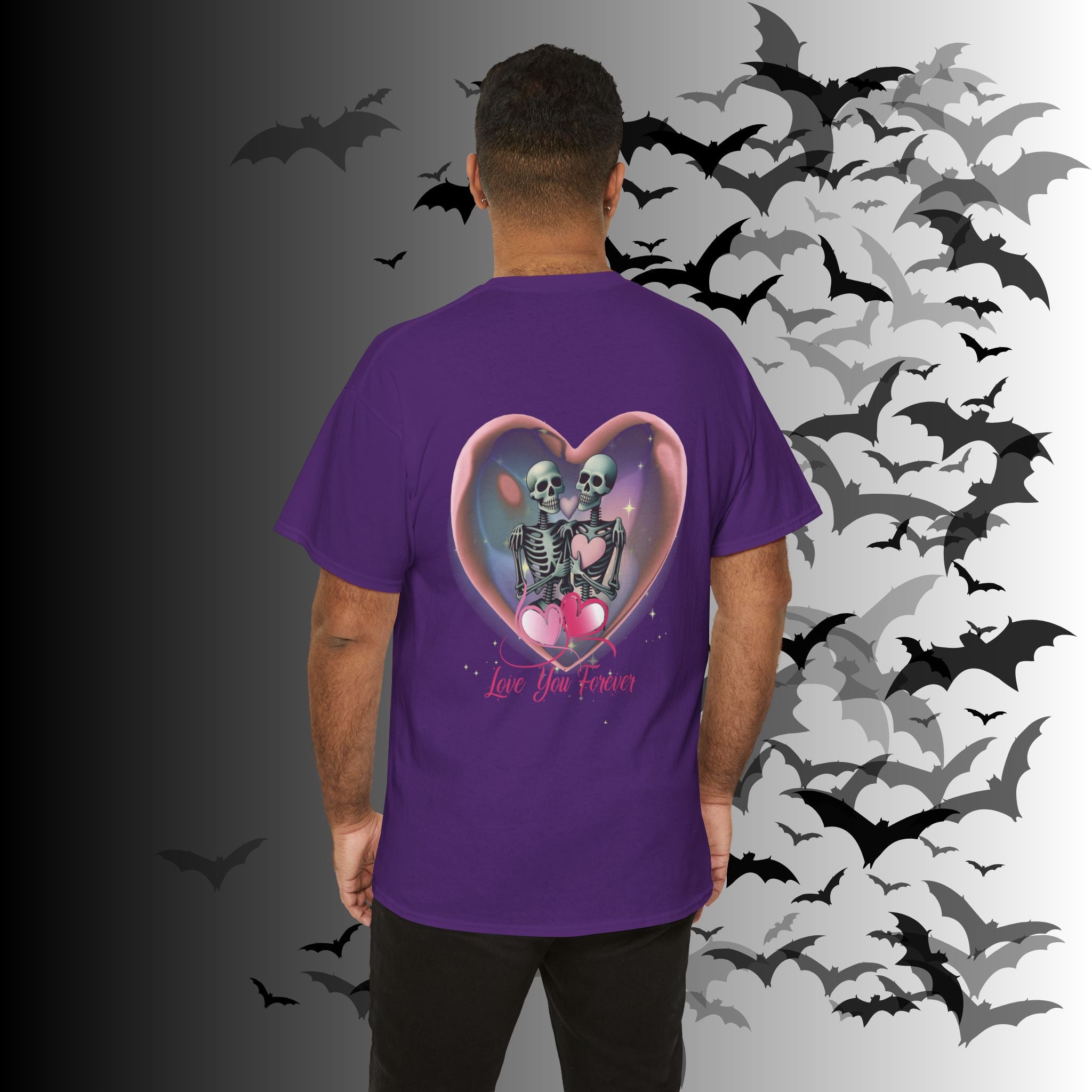 "Love You Forever" Gothic Skeleton Couples T-Shirt — Goth Valentine's Day Matching Tee
