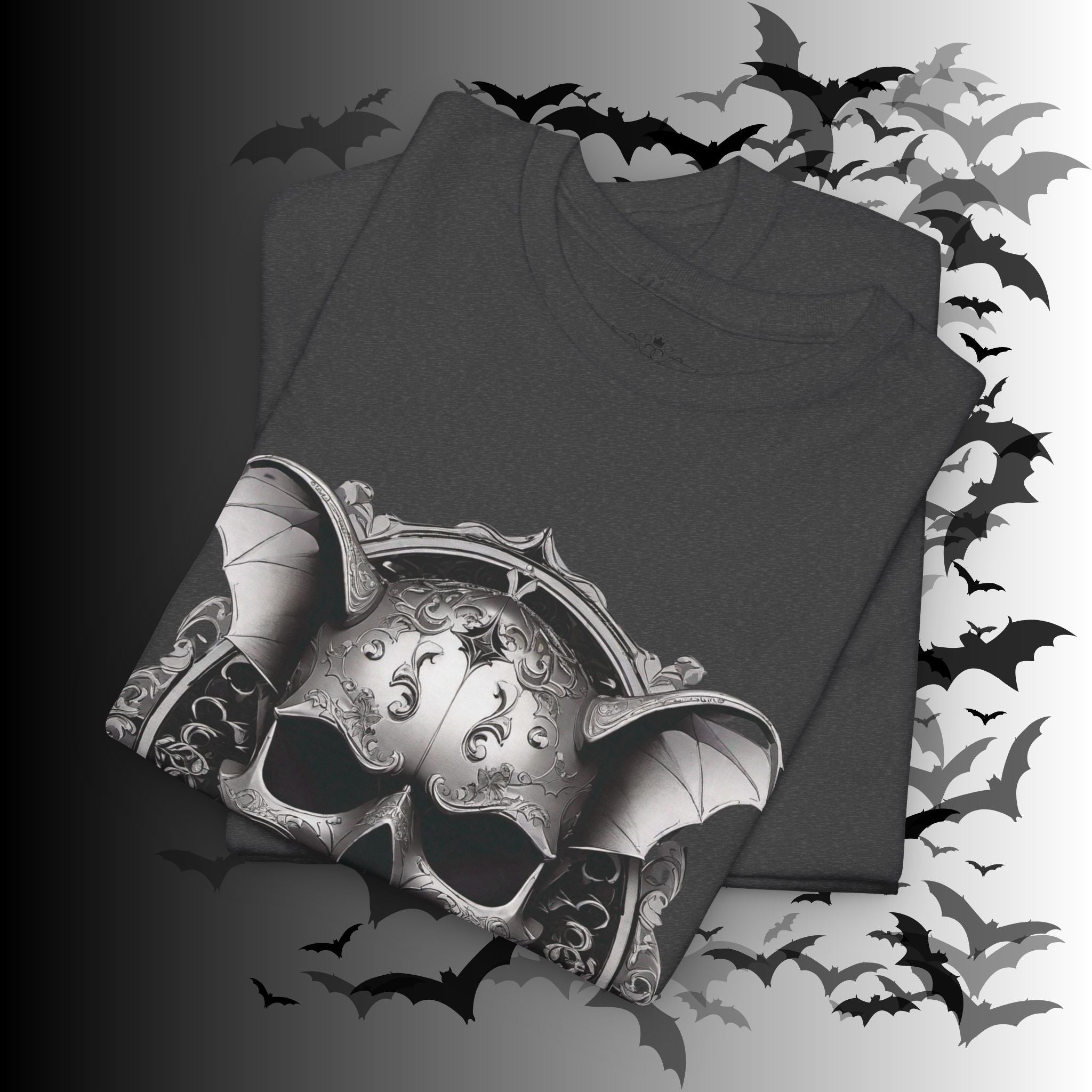 Gothic Bat Skull Crest T-Shirt — Dark Academia Graphic Tee