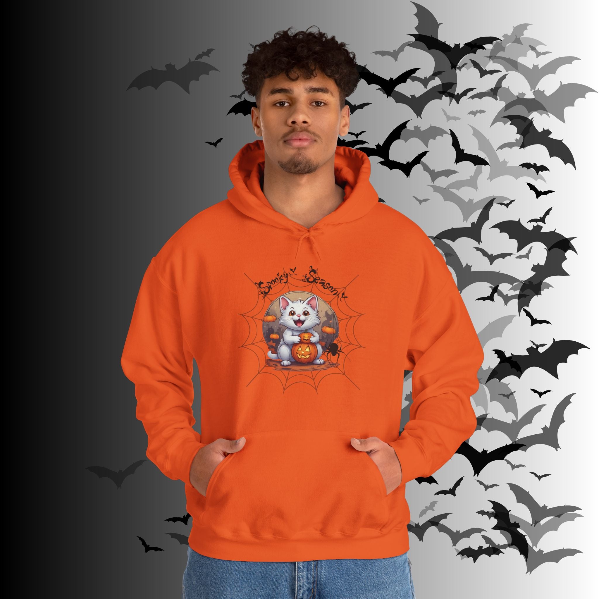 Spooky Season Cat Hoodie — Kawaii Halloween Pumpkin Pullover