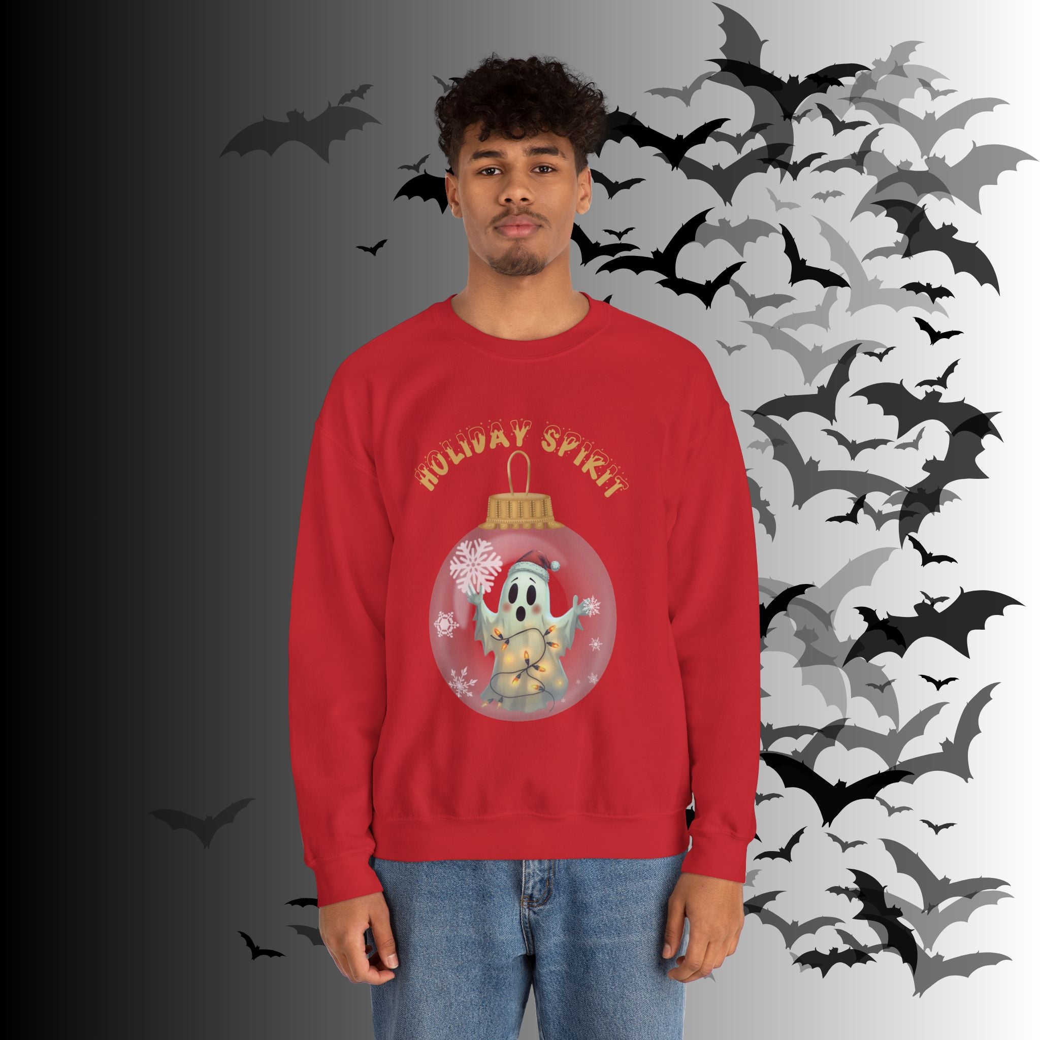 Holiday Spirit Crewneck Sweatshirt — Ghost Christmas Ornament Gothmas