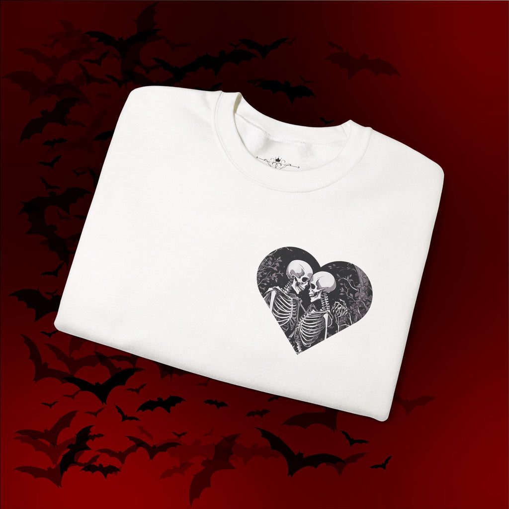 Gothic Valloween Skeleton Love Crewneck Sweatshirt — Dark Romance Couples Valentine's Day