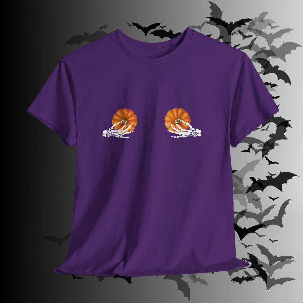 Skeleton Hands Pumpkin Halloween T-Shirt — Funny Spooky Season Tee