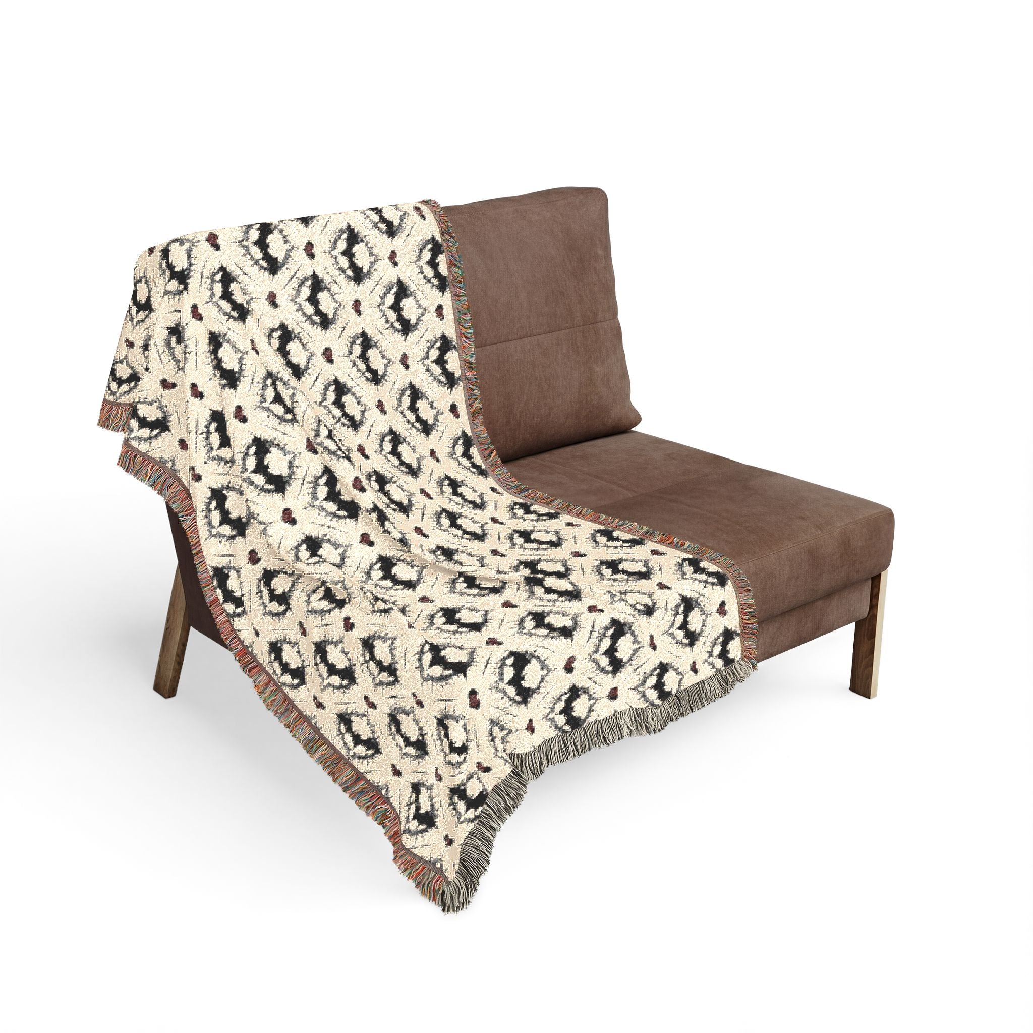 Gothic Bat Pattern Woven Cotton Throw Blanket — Fringe Bat Home Decor