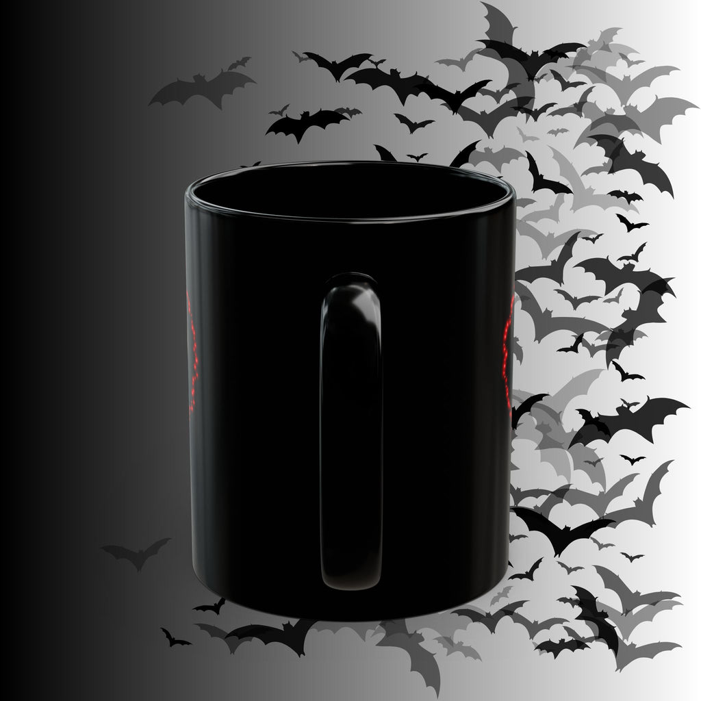 Black Cat Moon Heart Mug — 'I Would Spend All Time Of My Lives With You' Gothic Valentine Coffee Mug
