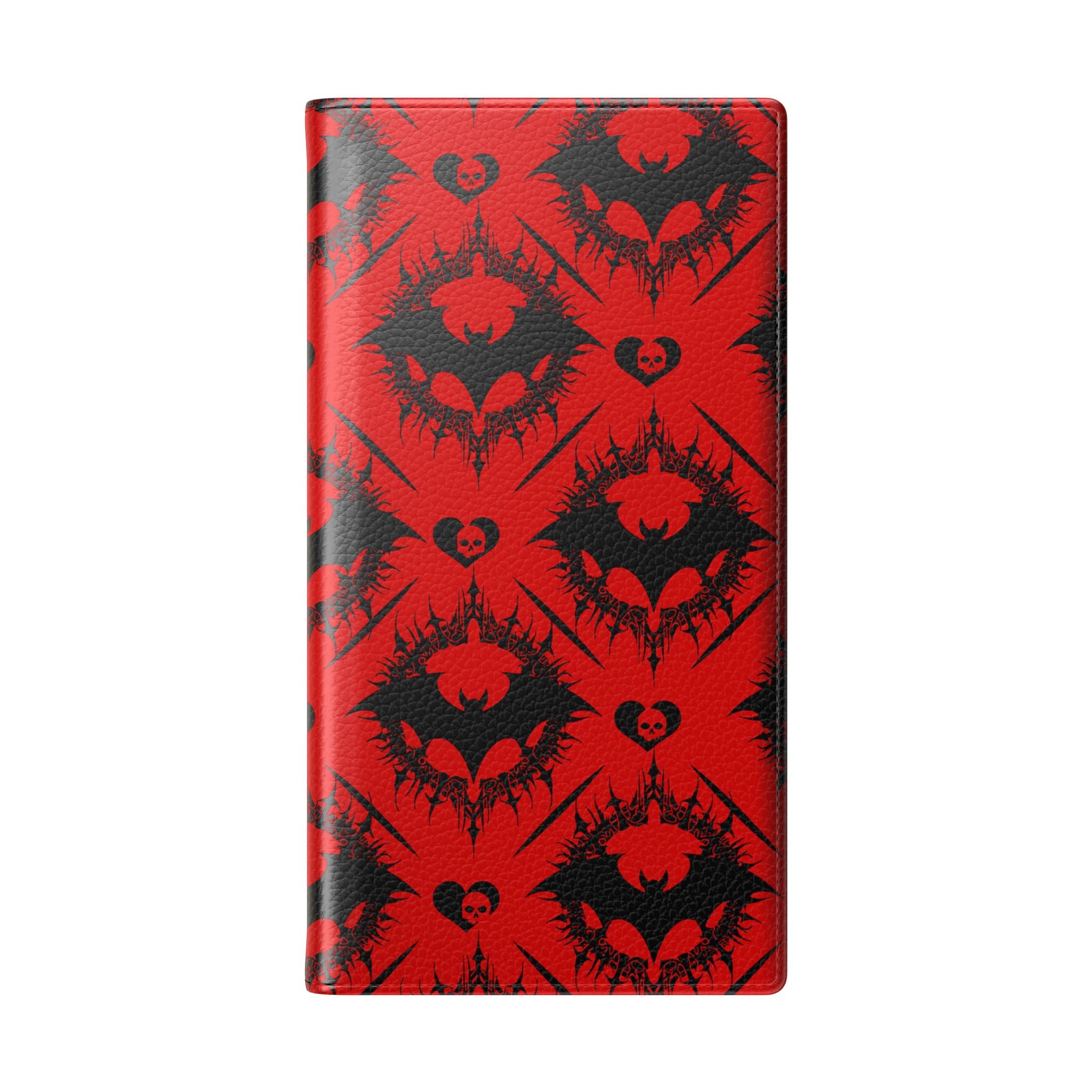 Gothic Bat Wallet Flip Case - Elegant Goth Phone Wallet - Bat Pattern Flip Case - Gothic Phone Case - Stylish Wallet Phone Case