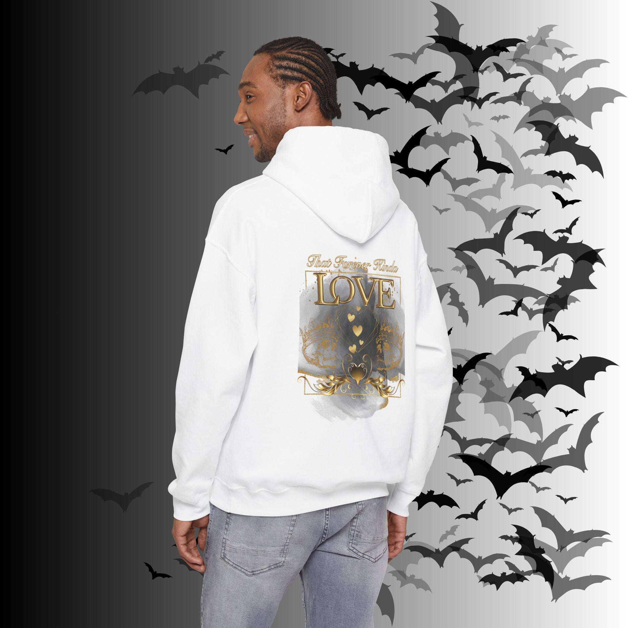 That Forever Kinda Love Hoodie — Gothic Gold Skull Couples Pullover