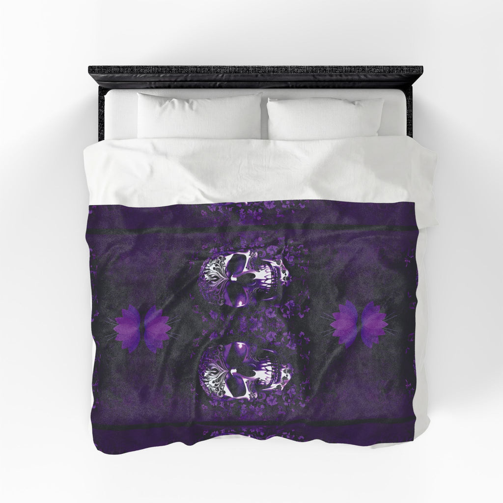 Gothic Purple Skull Throw Blanket — Dark Elegance Home Decor