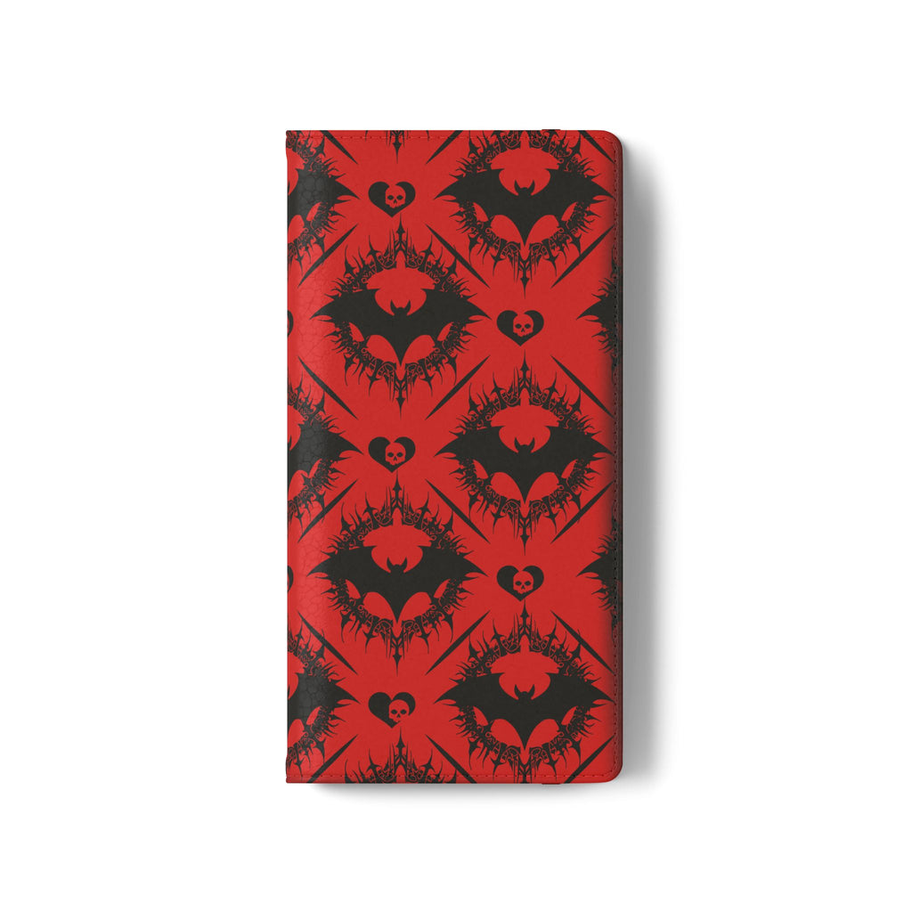 Gothic Bat Wallet Flip Case - Elegant Goth Phone Wallet - Bat Pattern Flip Case - Gothic Phone Case - Stylish Wallet Phone Case