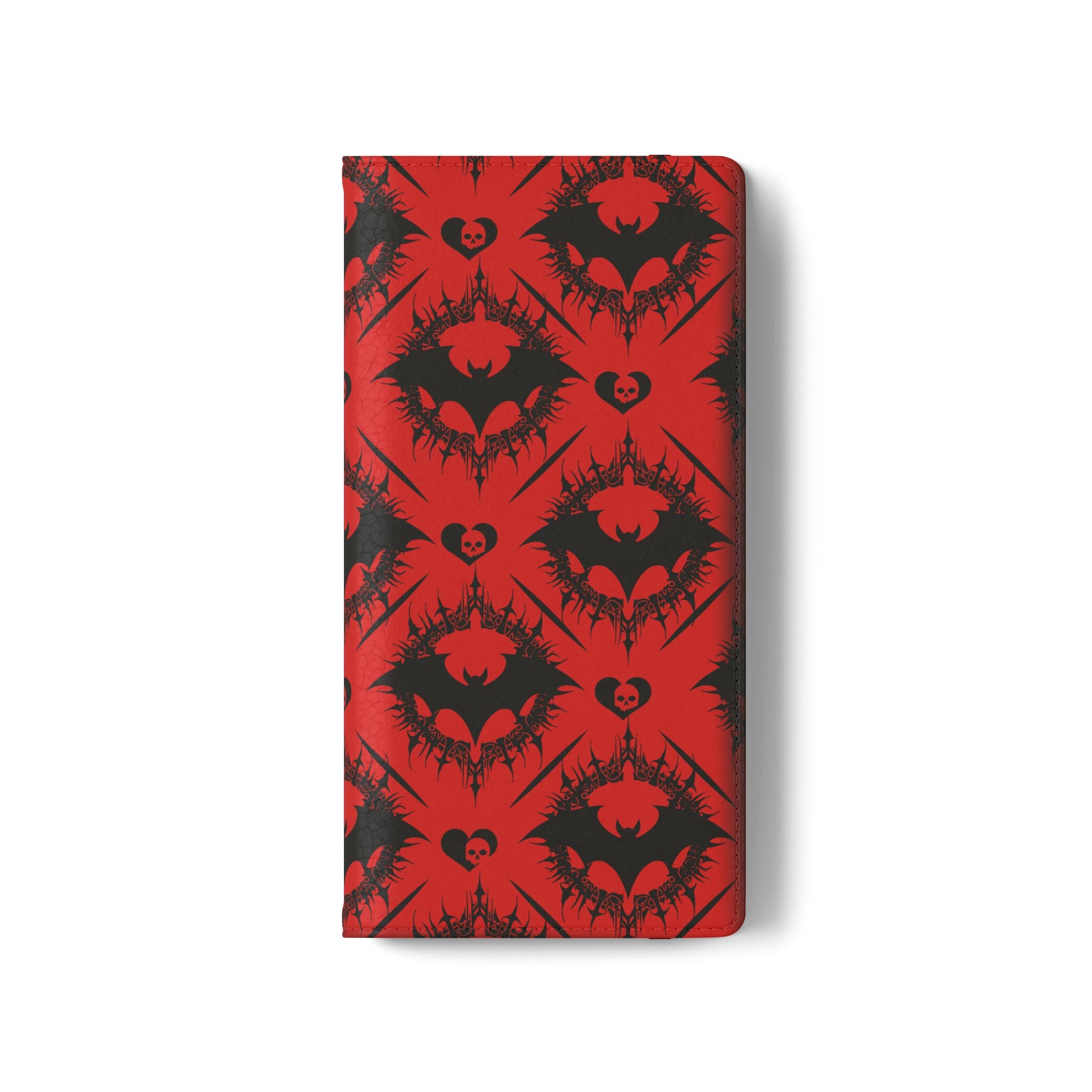 Gothic Bat Wallet Flip Case - Elegant Goth Phone Wallet - Bat Pattern Flip Case - Gothic Phone Case - Stylish Wallet Phone Case