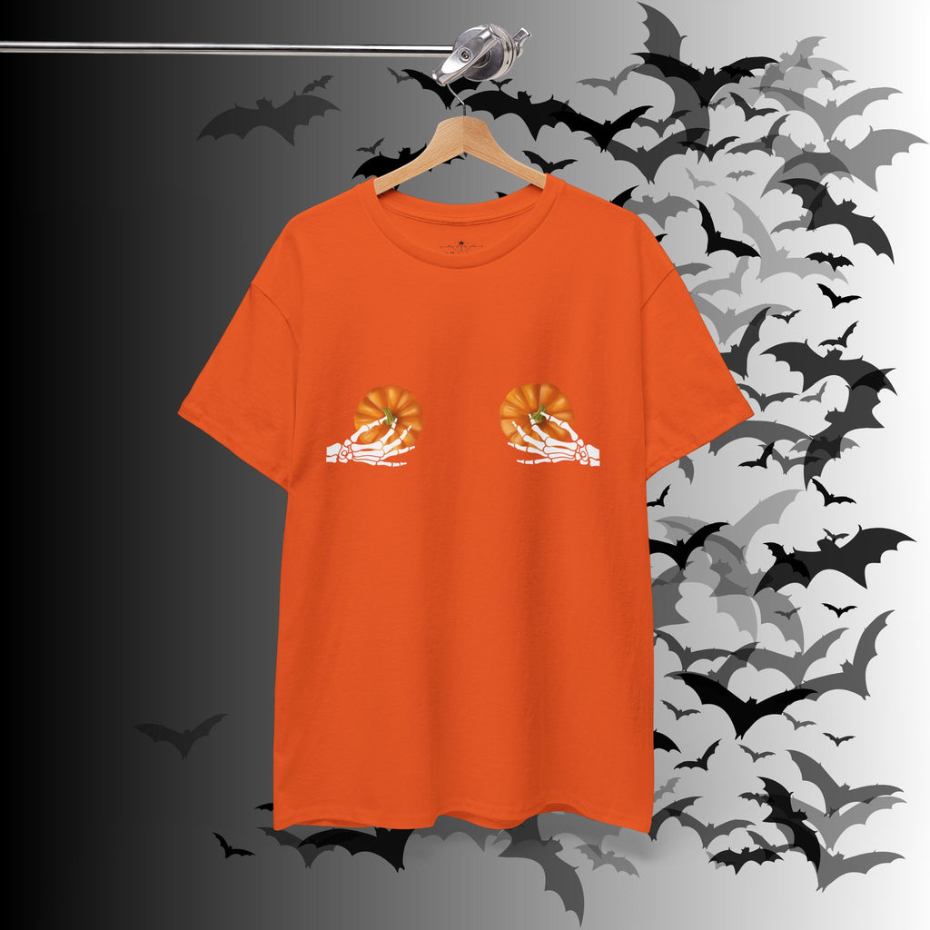 Skeleton Hands Pumpkin Halloween T-Shirt — Funny Spooky Season Tee