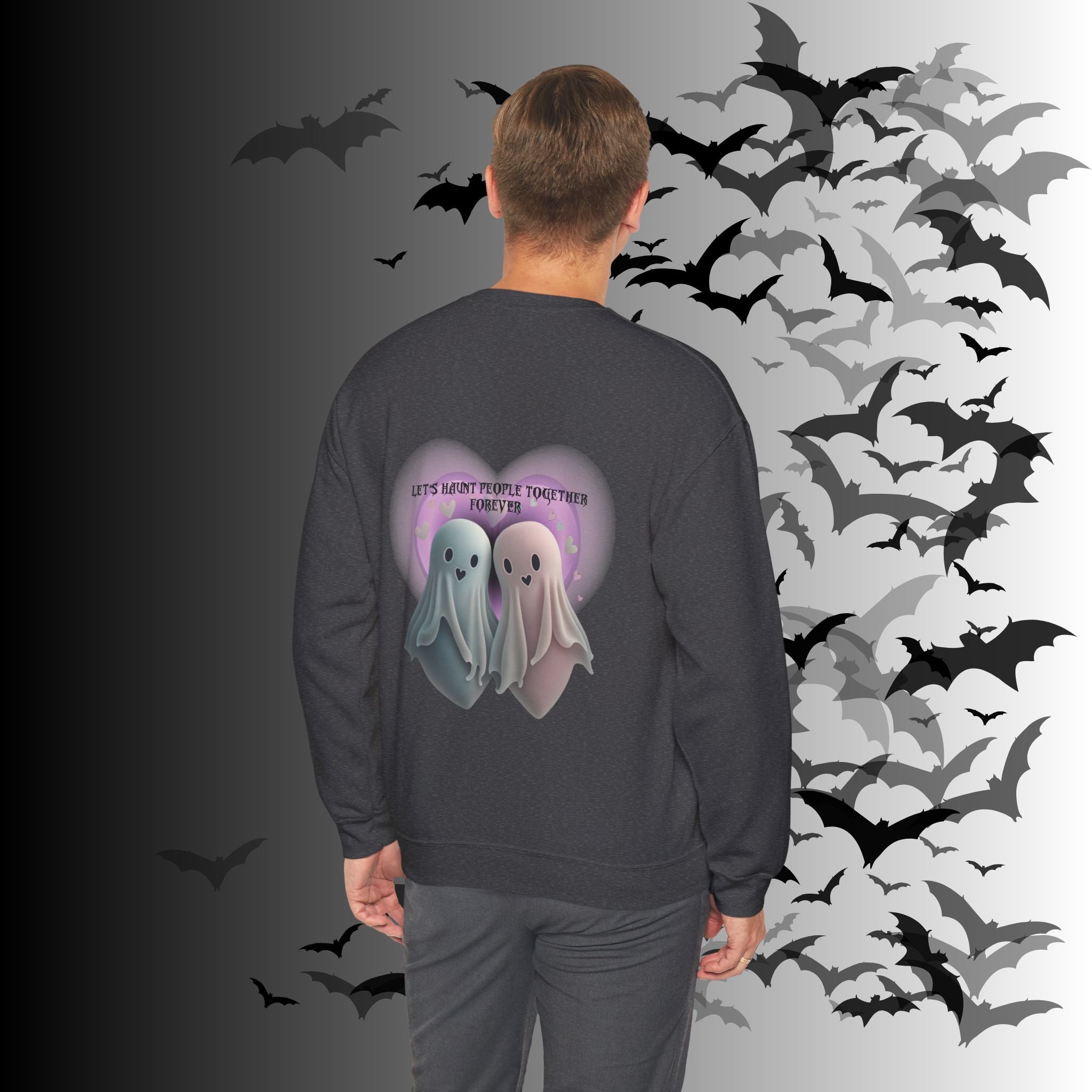 Let's Haunt People Together Forever Crewneck Sweatshirt — Gothic Valentine's Couples Ghost