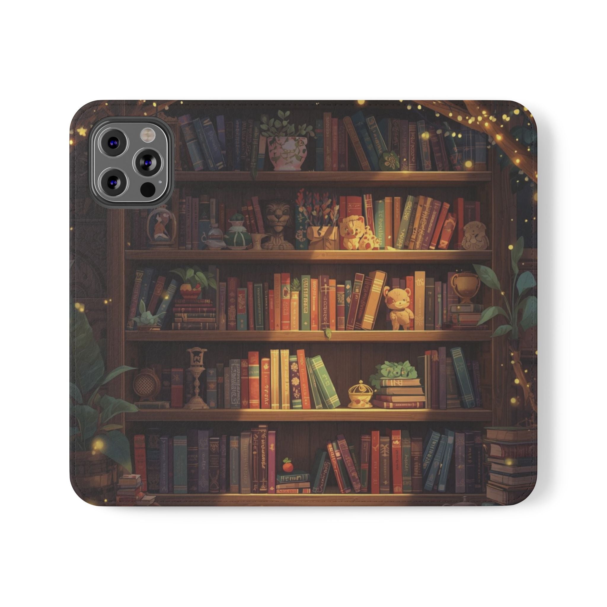 Whimsigoth Bookcase Wallet Flip Case - Romantasy Reader Phone Wallet - Book Pattern Flip Case - Bookish Phone Case