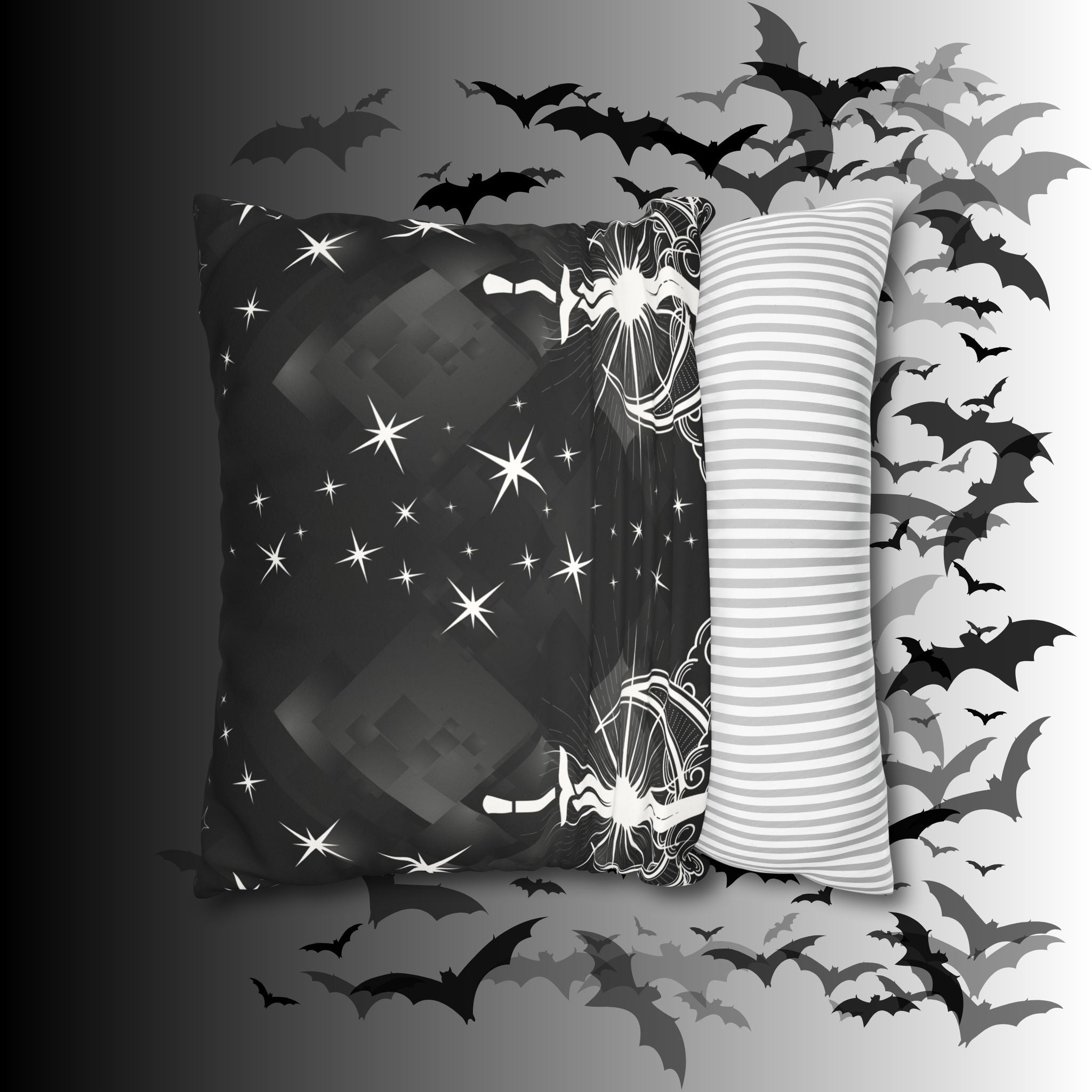 Gothic Moon Sword Celestial Throw Pillow — Dark Witchy Home Decor