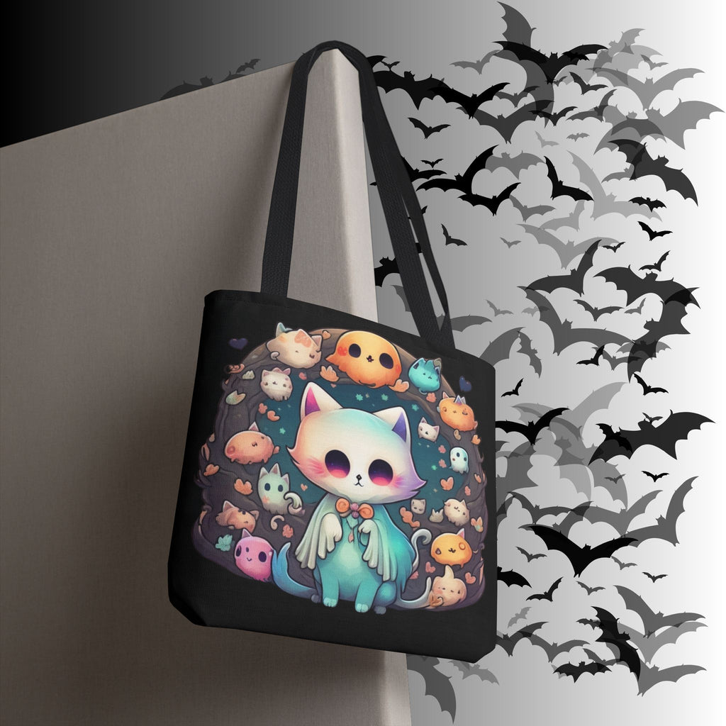 Pastel Goth Ghost Cat Tote Bag — Kawaii Spooky All-Over Print