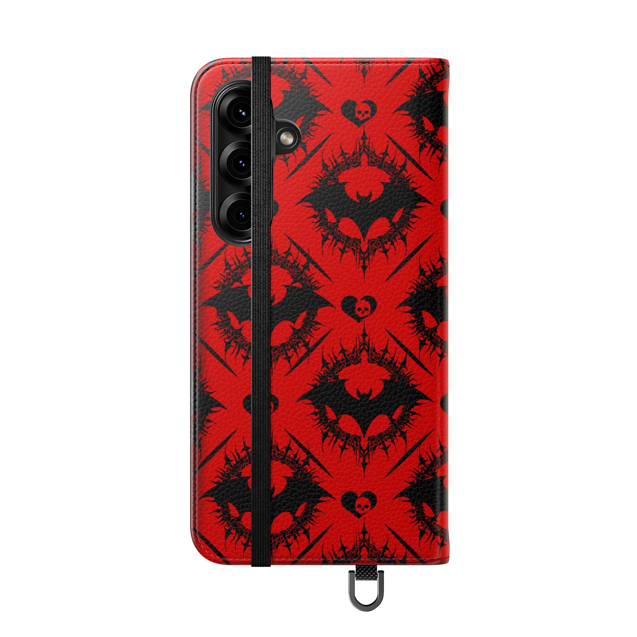 Gothic Bat Wallet Flip Case - Elegant Goth Phone Wallet - Bat Pattern Flip Case - Gothic Phone Case - Stylish Wallet Phone Case