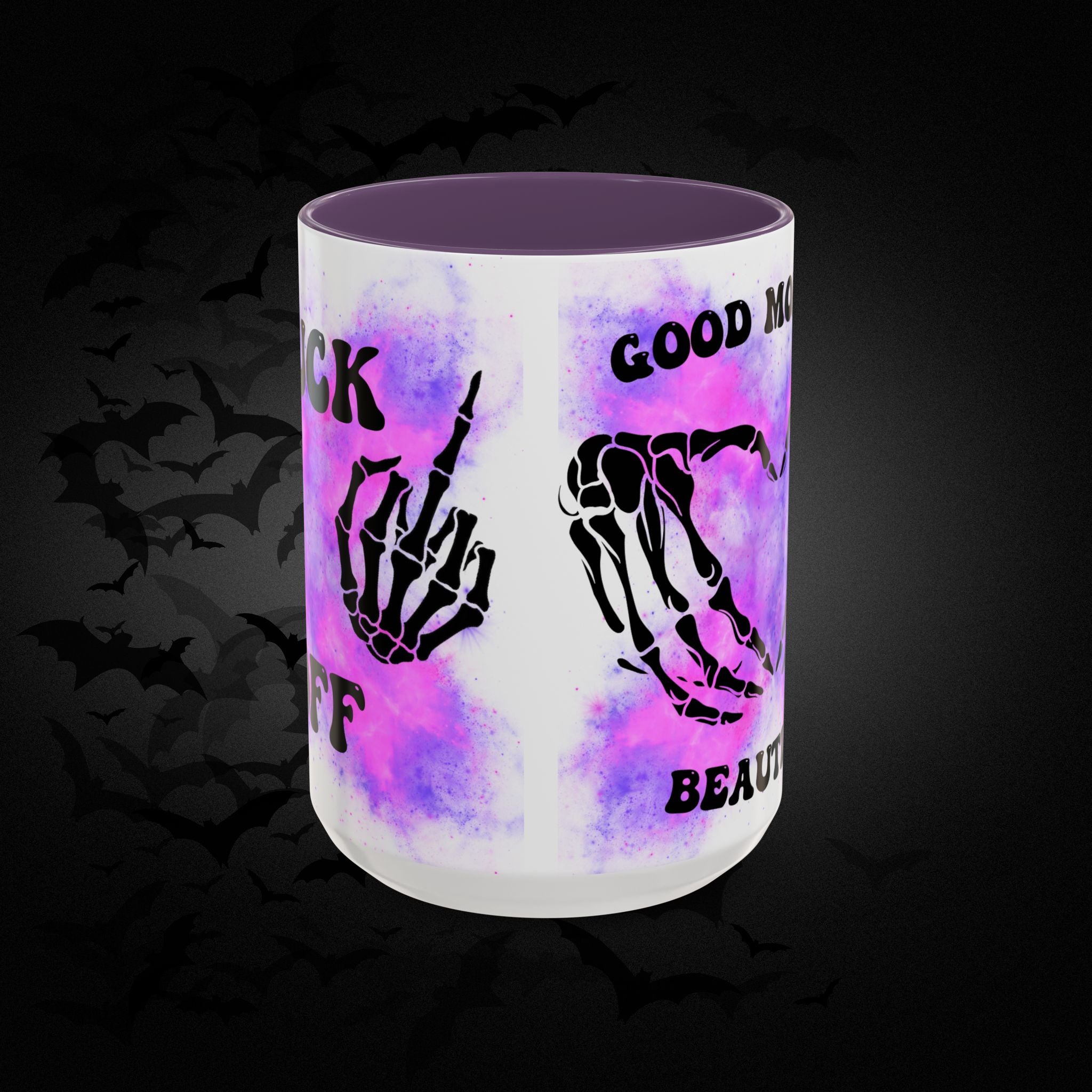Good Morning Beautiful Fuck Off Skeleton Hands Accent Coffee Mug