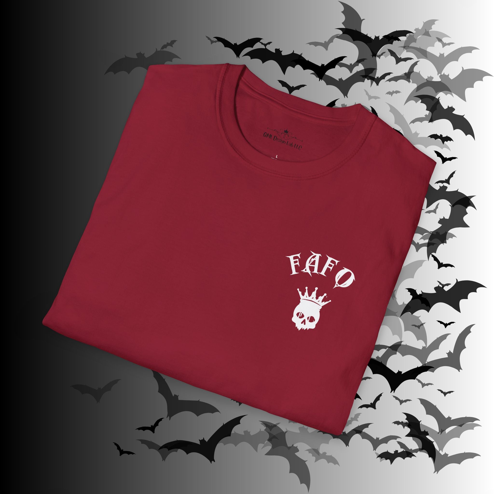 "FAFO" I Identify As A Threat T-Shirt — White Print Front & Back Gothic Tee