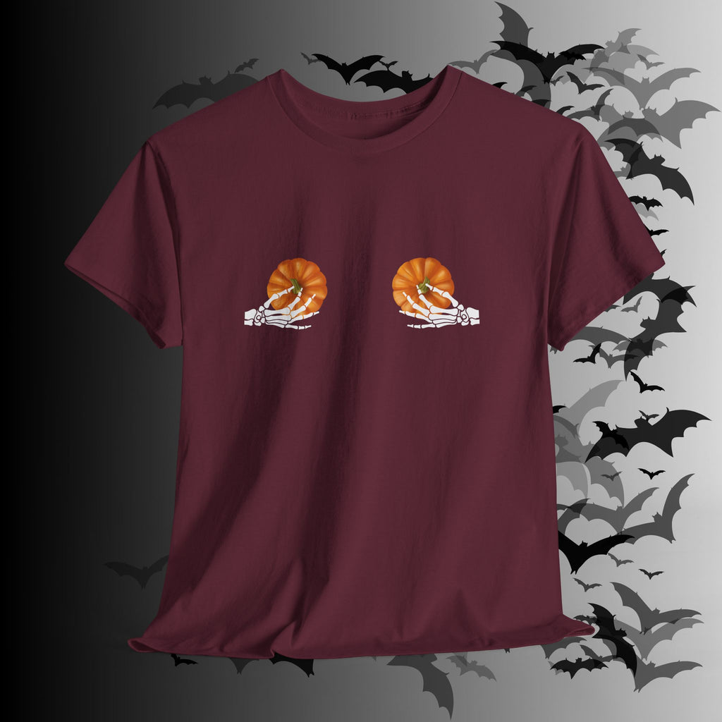 Skeleton Hands Pumpkin Halloween T-Shirt — Funny Spooky Season Tee