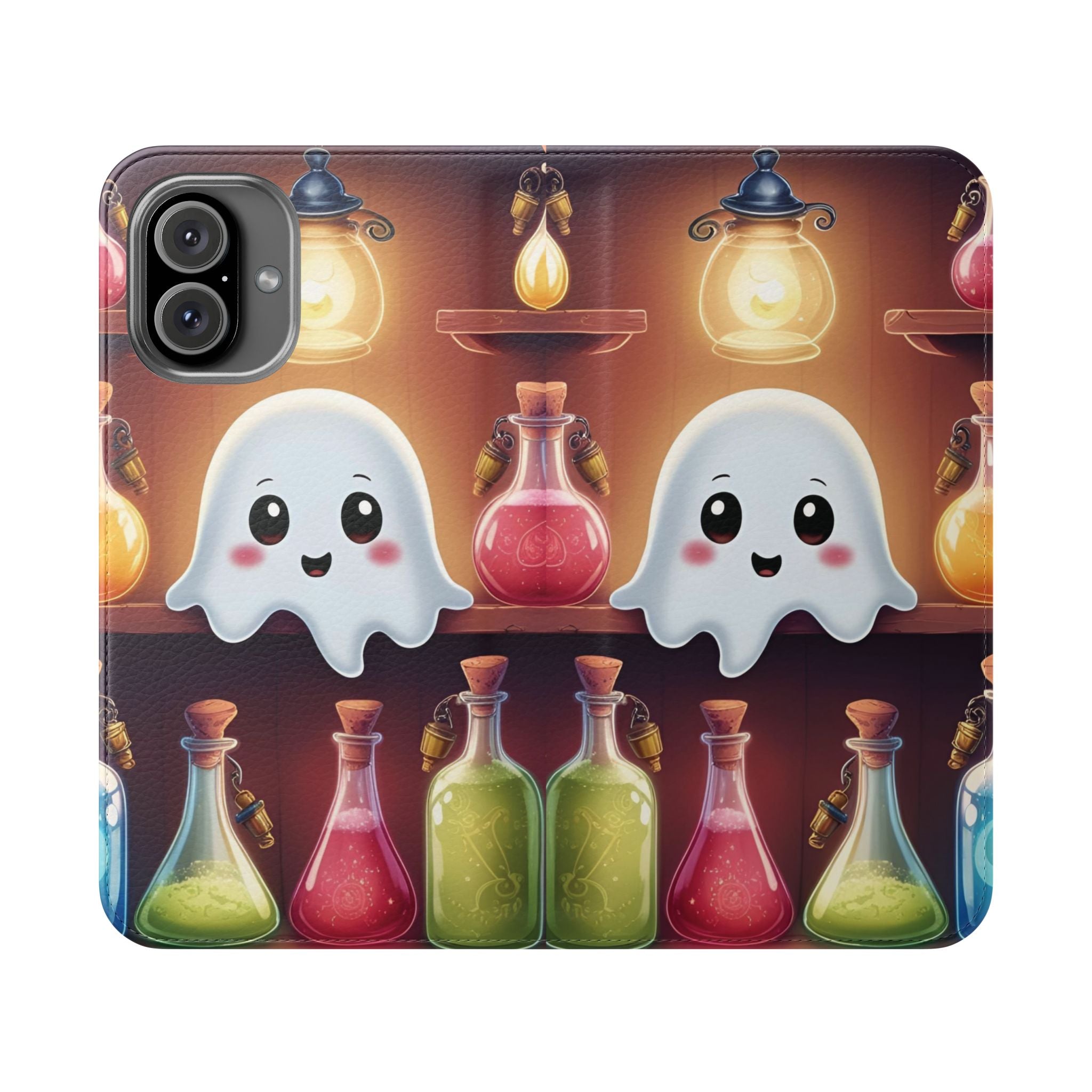 Apothecary Ghost Flip Wallet Case - Spooky Halloween Phone Case - Gothic Ghost Smartphone Case -  Ghost on a Shelf Wallet Case