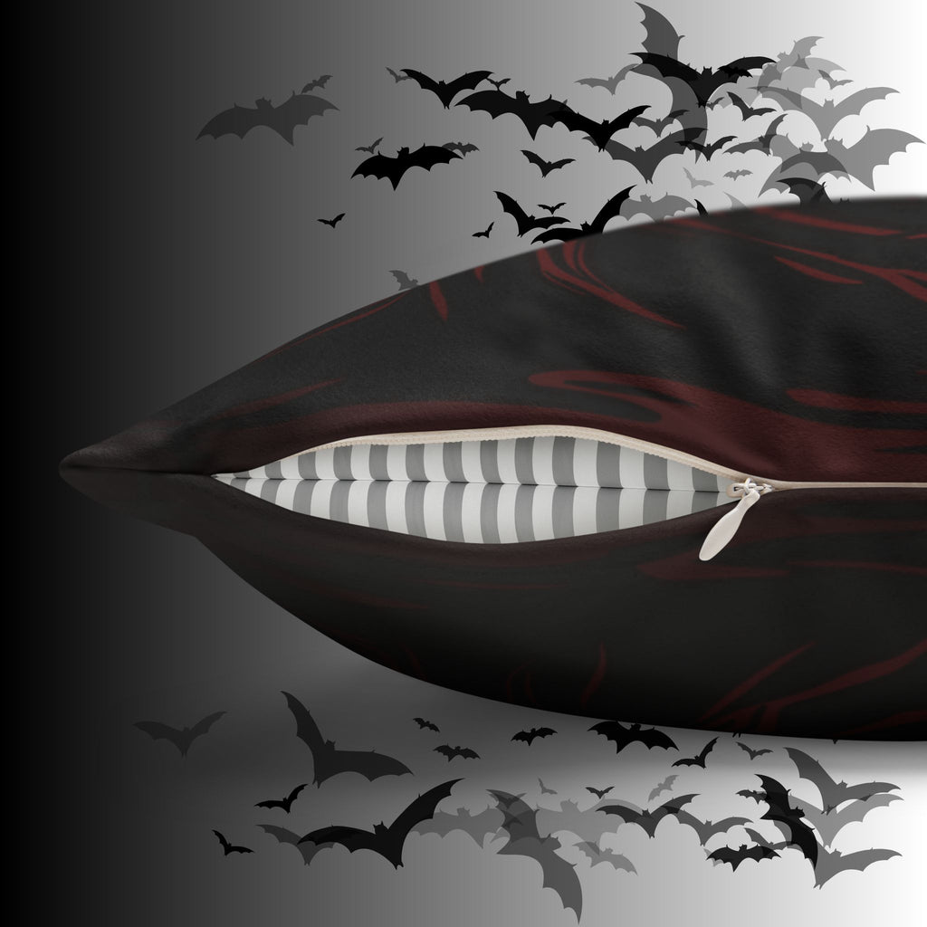Gothic Ghost Cobweb Moon Throw Pillow — Spooky Halloween Dark Home Decor