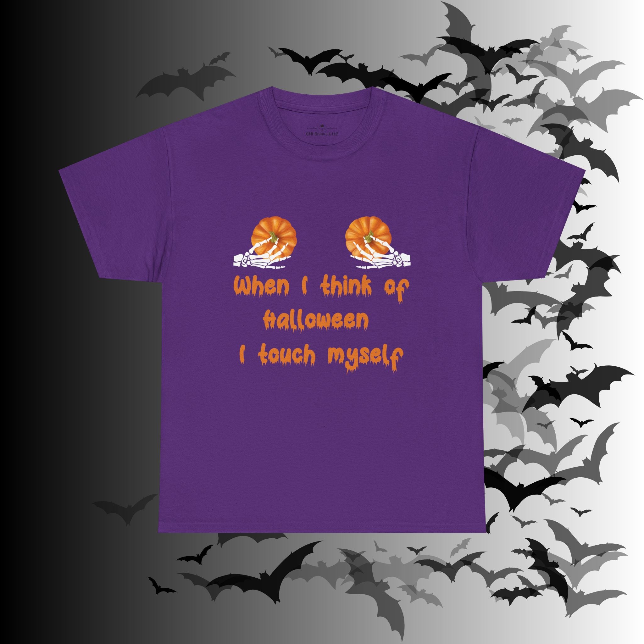 "When I Think of Halloween I Touch Myself" Pumpkin T-Shirt — Funny Halloween Tee