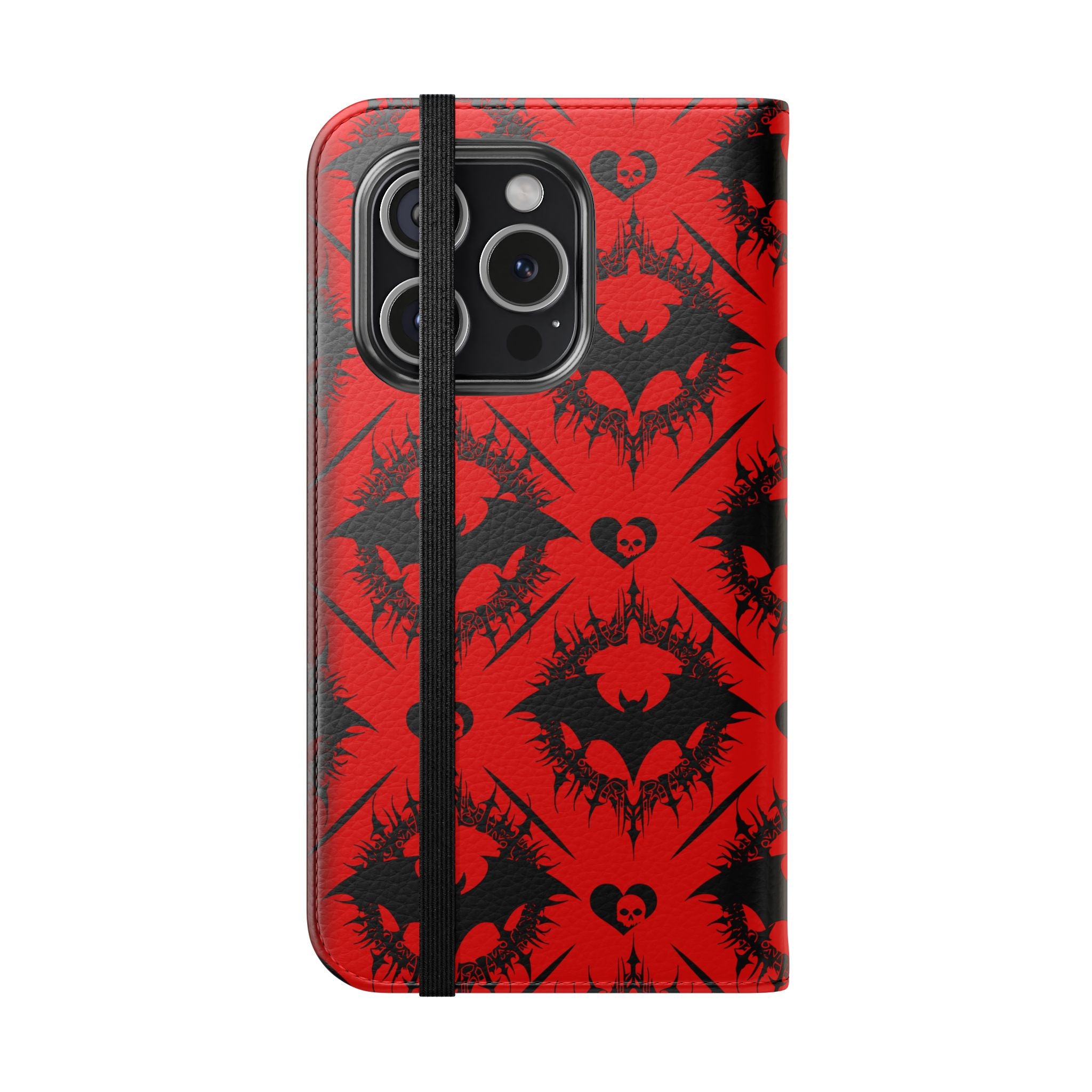 Gothic Bat Wallet Flip Case - Elegant Goth Phone Wallet - Bat Pattern Flip Case - Gothic Phone Case - Stylish Wallet Phone Case